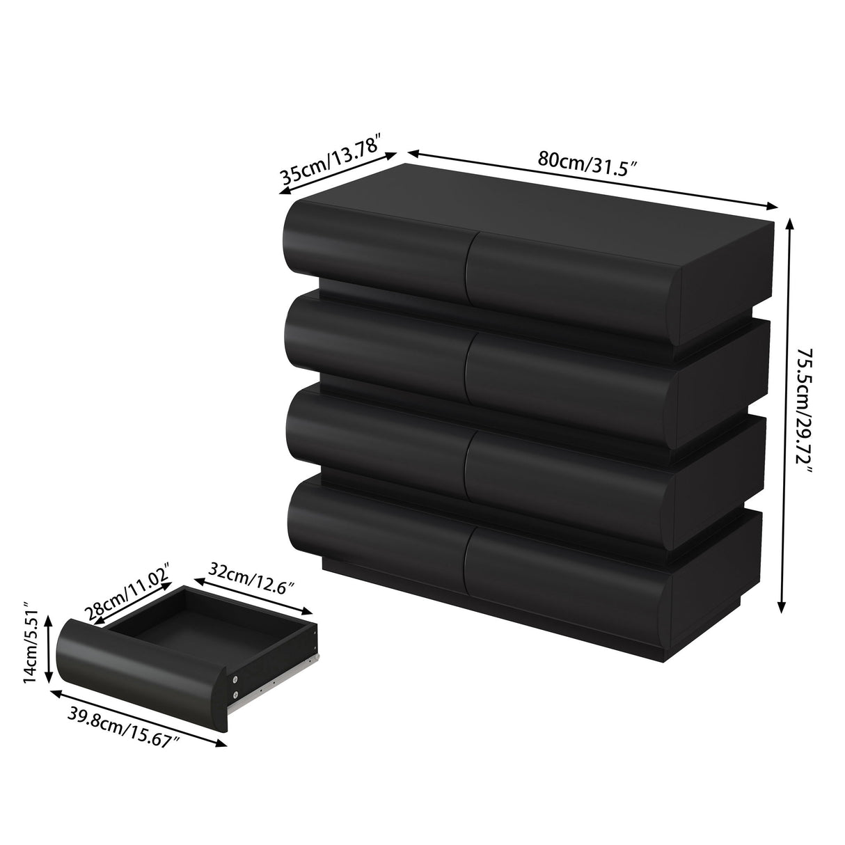 Minimalist Handle Less 8 Drawer Dresser With Wide Storage