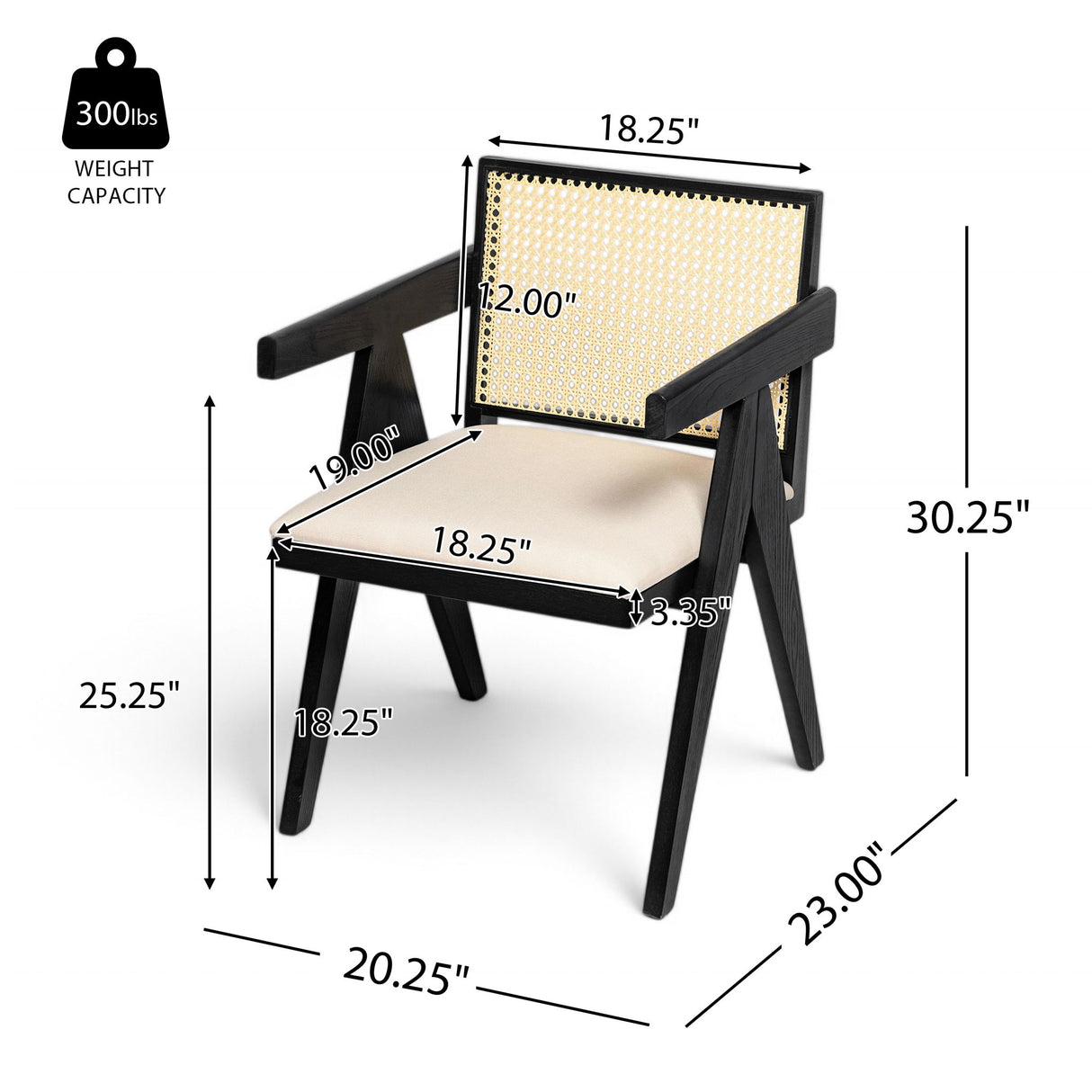 Chandigarh Farmhouse Style Cane Upholstered Dining Chairs (Set of 2)