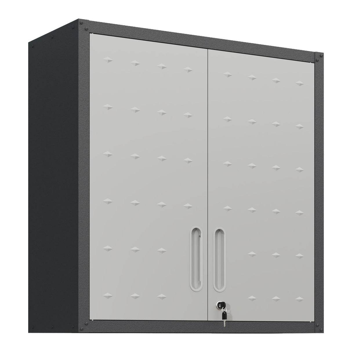 Metal Wall Mounted Tool Storage Cabinet With 2 Locking Doors, Adjustable Shelf, And Drawer