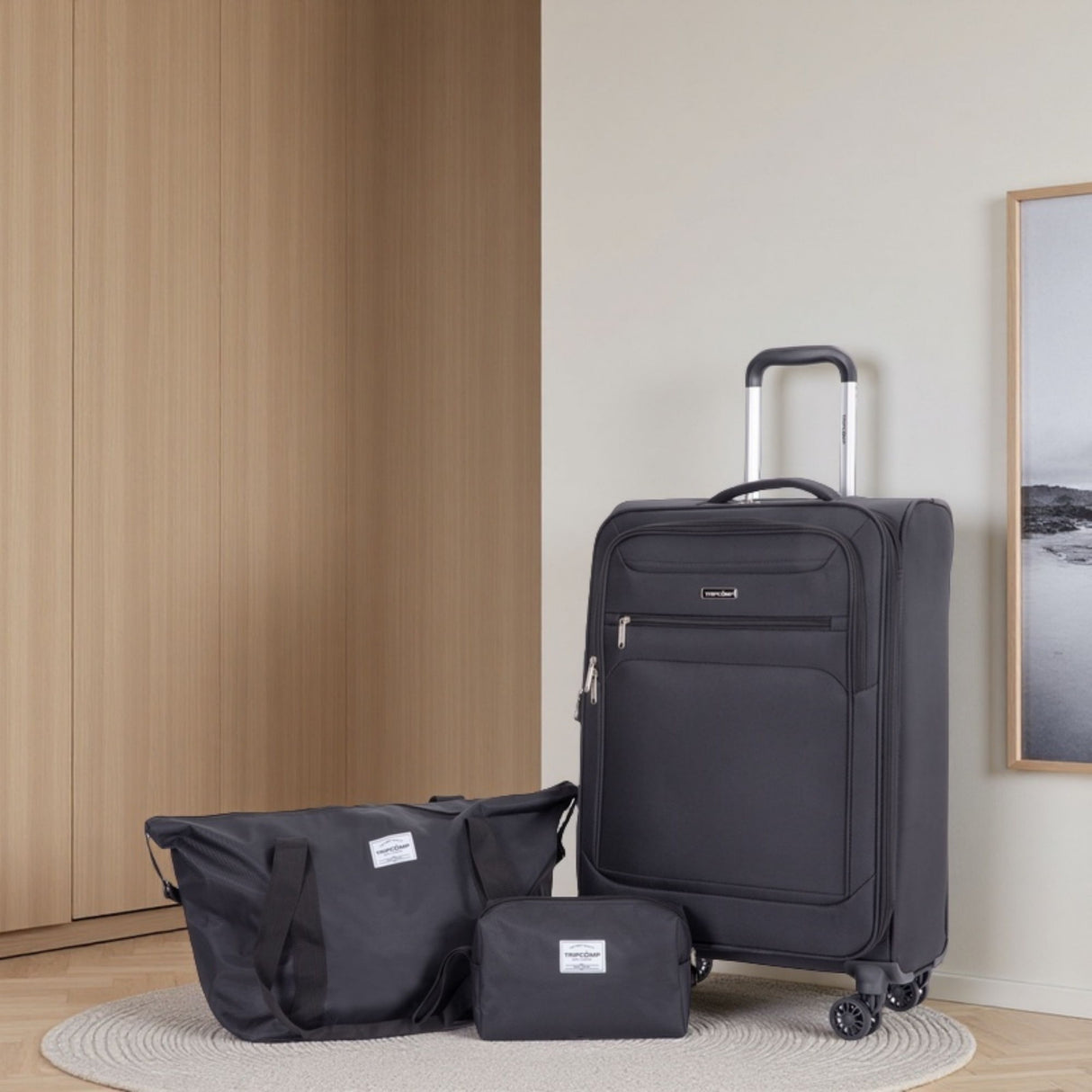 3 Piece Luggage Sets, Softshell Suitcase Spinner Wheels