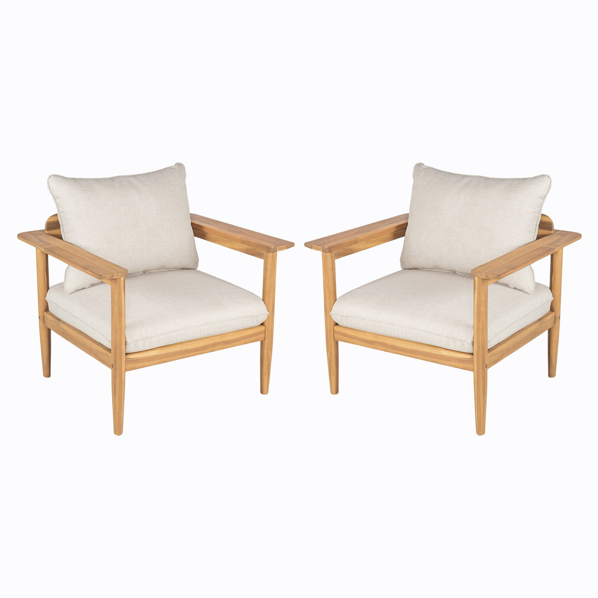 Terassi - Outdoor Lounge Chair (Set of 2) With Cushions - Beige / Light Teak