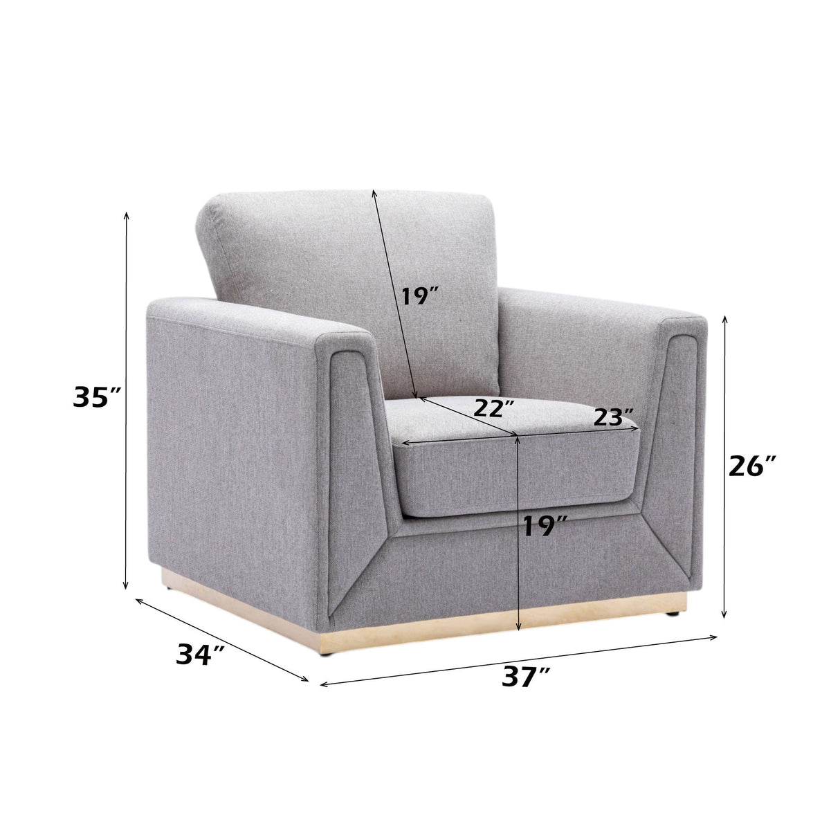 Valin - 3 Piece Living Room Set Meeting Room And Small Apartment Sofa Loveseat Chair - Gray