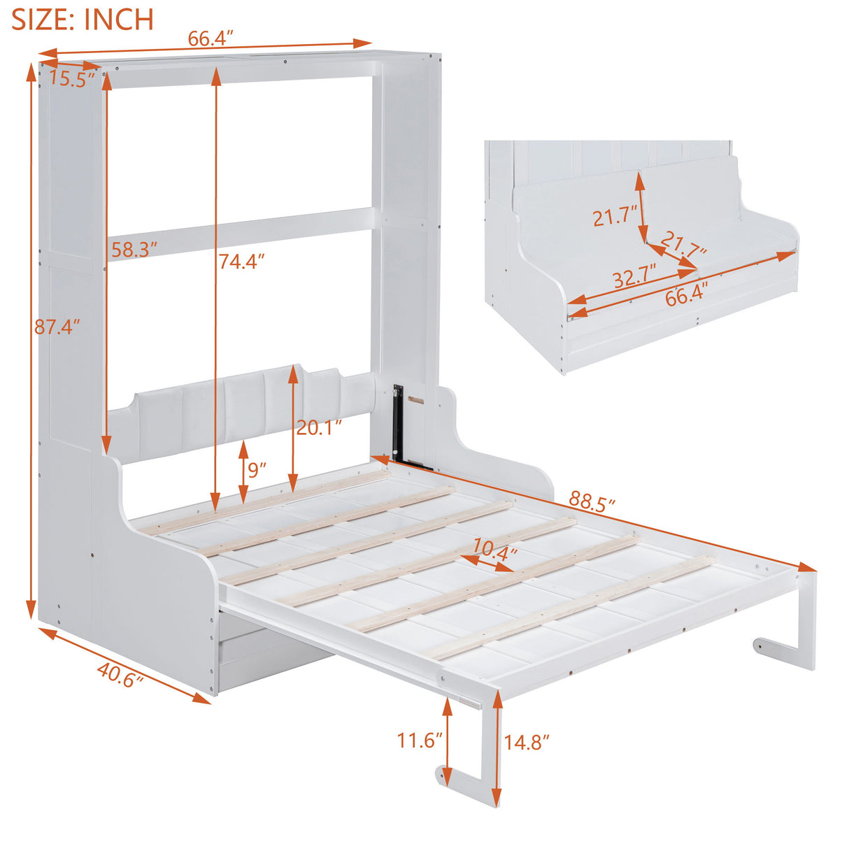 Murphy Wall Bed With Cushion, Space Saving Design, And Construction