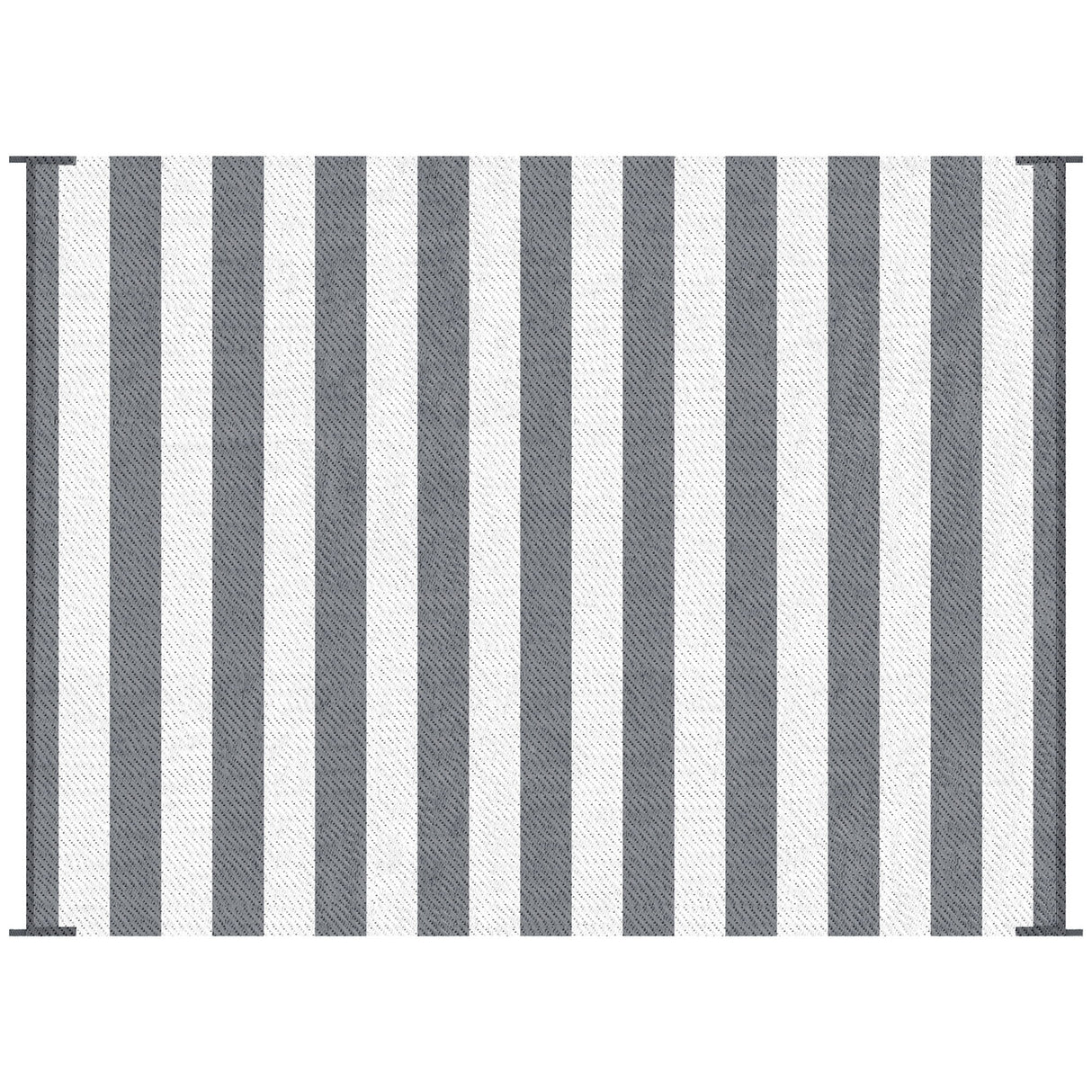 Outsunny - Reversible Outdoor Rug, 9' x 12' Waterproof Plastic Straw Floor Mat, Portable Rv Camping Carpet With Carry Bag, Large Floor Mat For Backyard, Deck, Picnic, Beach - Gray & White Striped