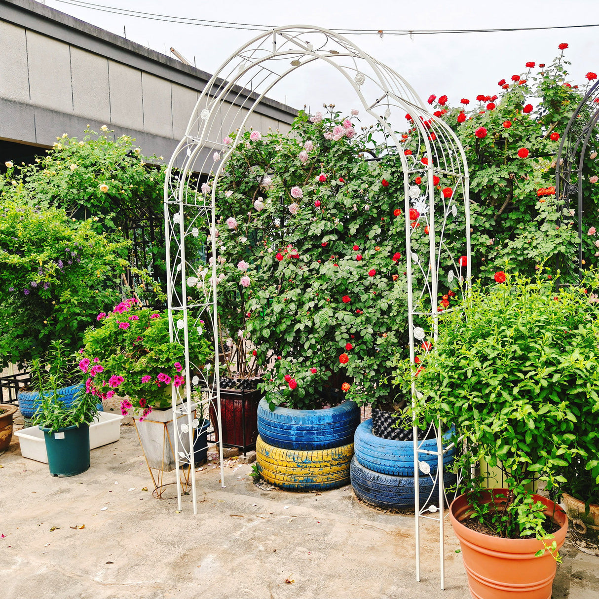 Metal Garden Arch Assemble Freely With 8 Styles Garden Arbor Trellis Climbing Plants Support Rose Arch