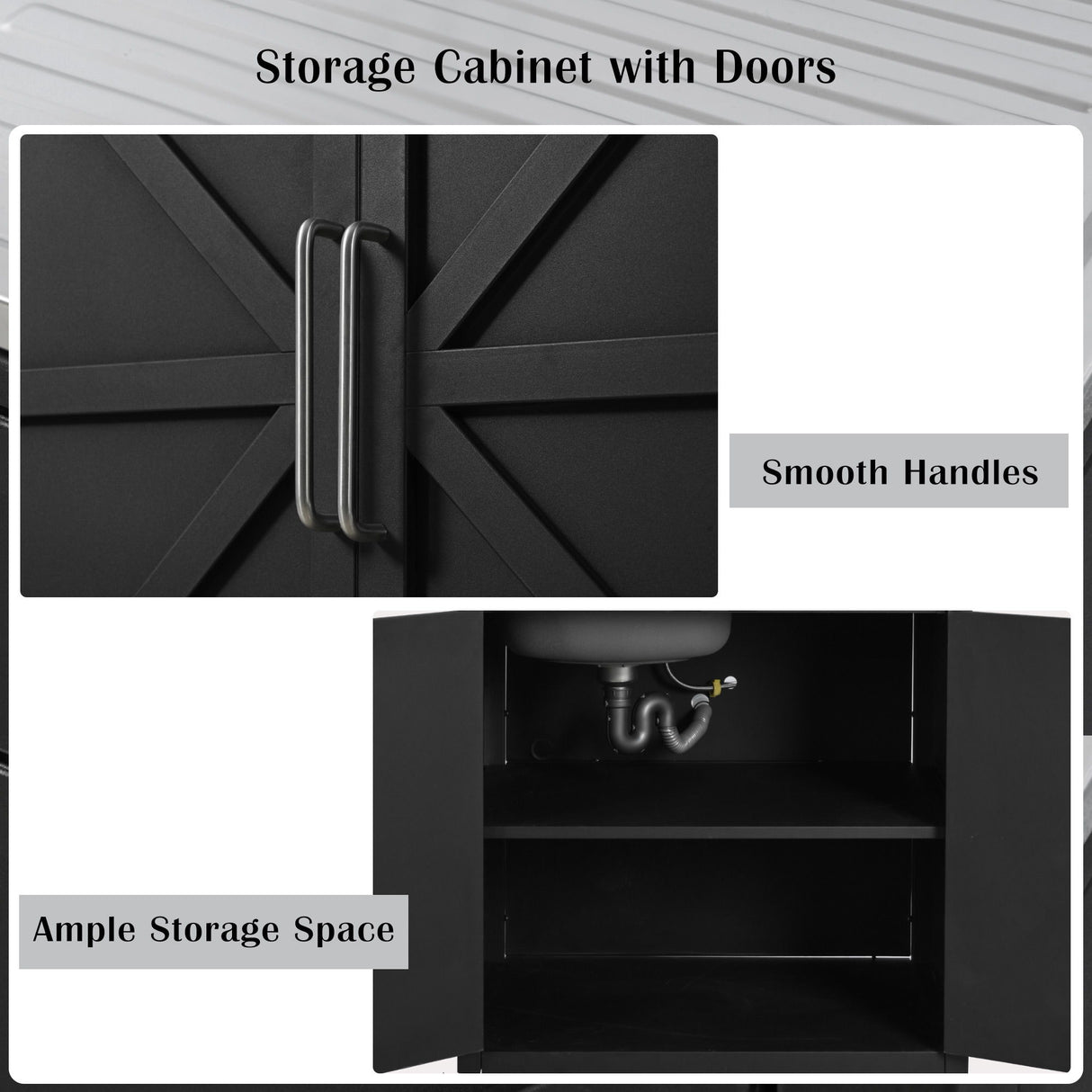 Outdoor Movable Kitchen Sink Patio Modular Kitchen Sink Station With Cabinet For Garden, Patio, Backyard - Matte Black