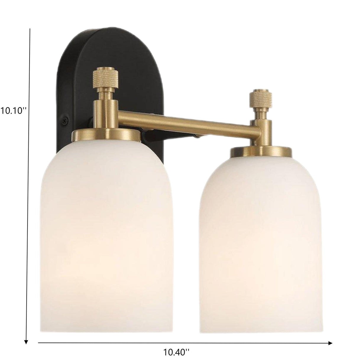 Vortex - 2 Lights Vanity In Traditional Style For Over Bathroom Mirror Wall Sconce - Black / Gold / White