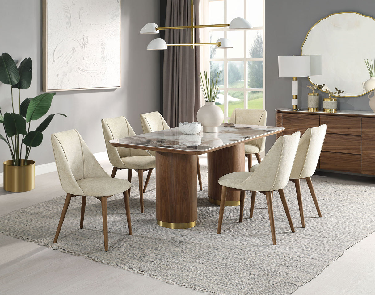 Willene - Ceramic Top Dining Table - Walnut