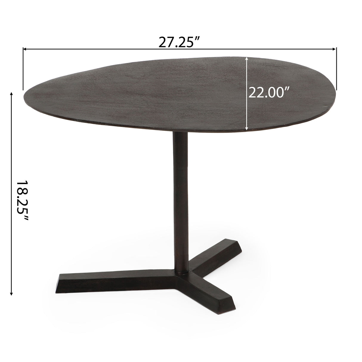 Industrial Style Elliptical Side Table With Aluminum Frame - Bronze