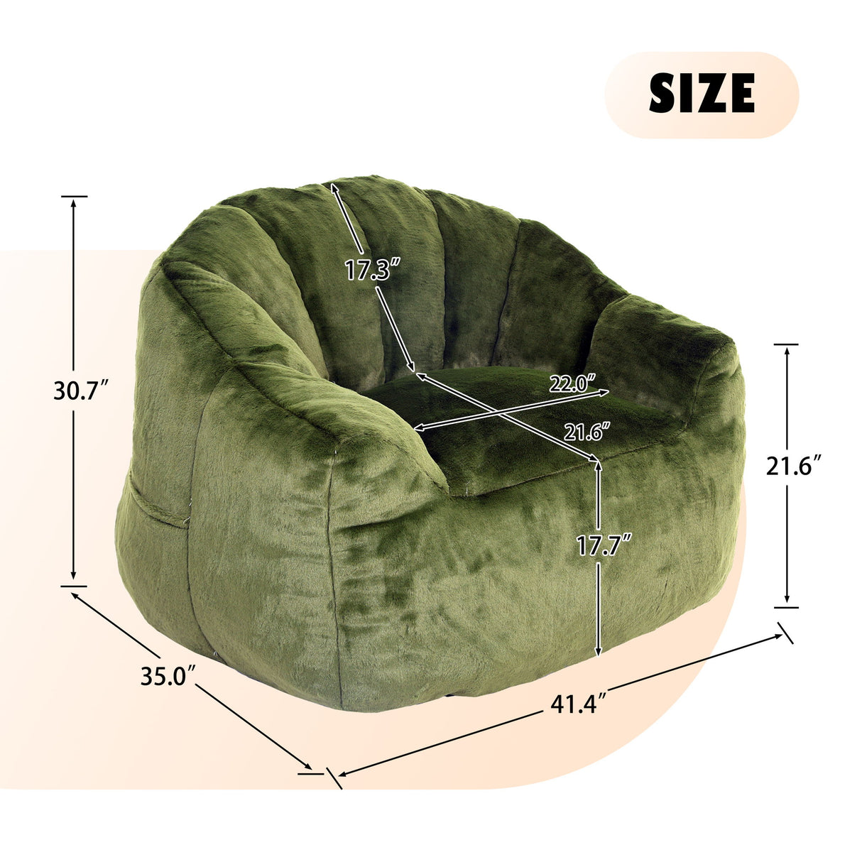 Beanbag Chair, Beanbag Sofa Chair With Armrests Stuffed High Density Foam