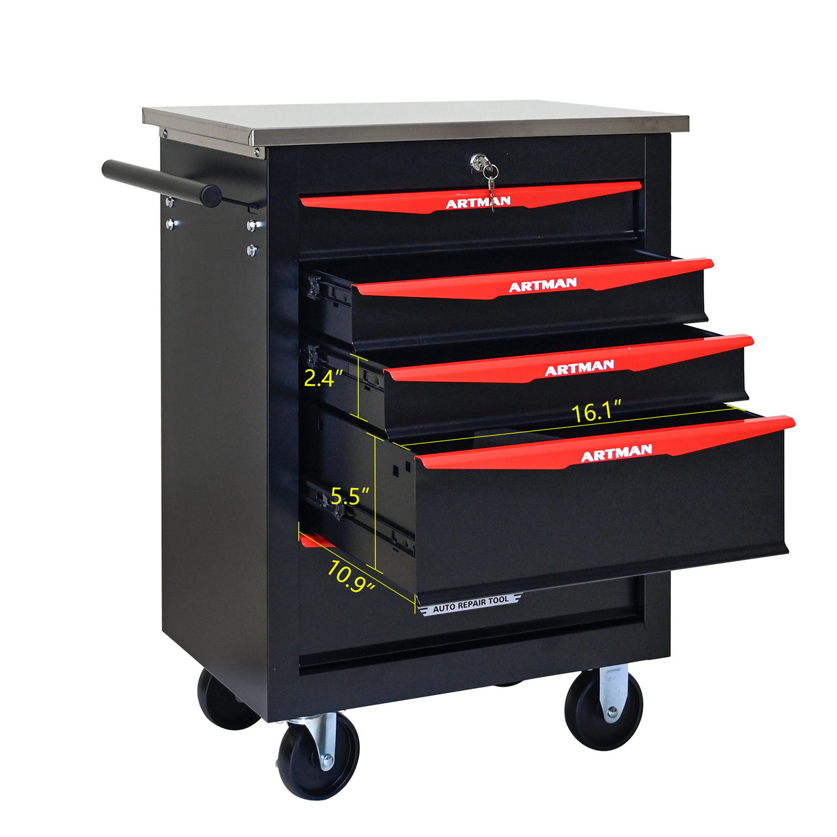 Drawer Multifunctional Tool Cart With Wheels For Garage