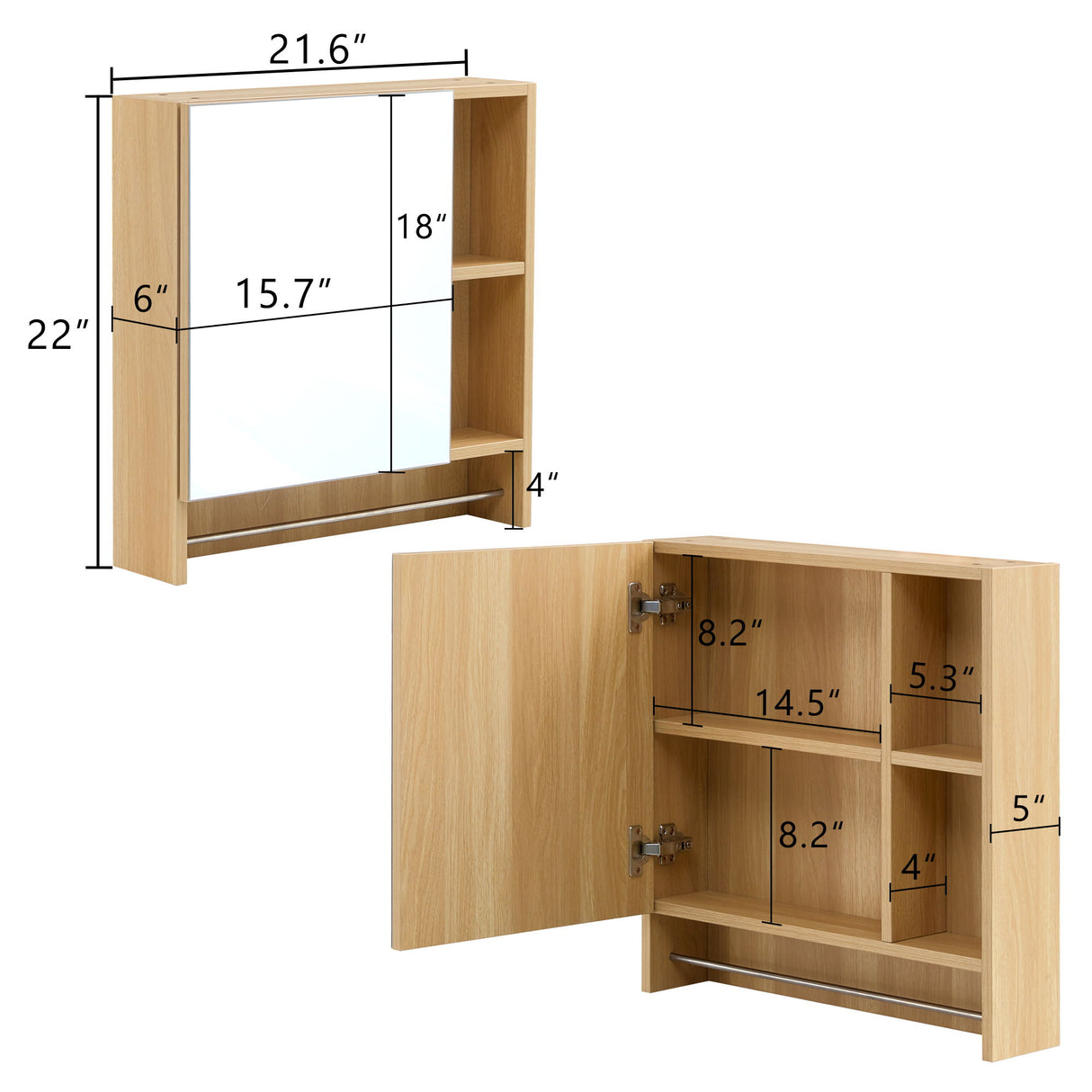 Wall Mounted Bathroom Storage Medicine Cabinet Cabinet With Mirror Door