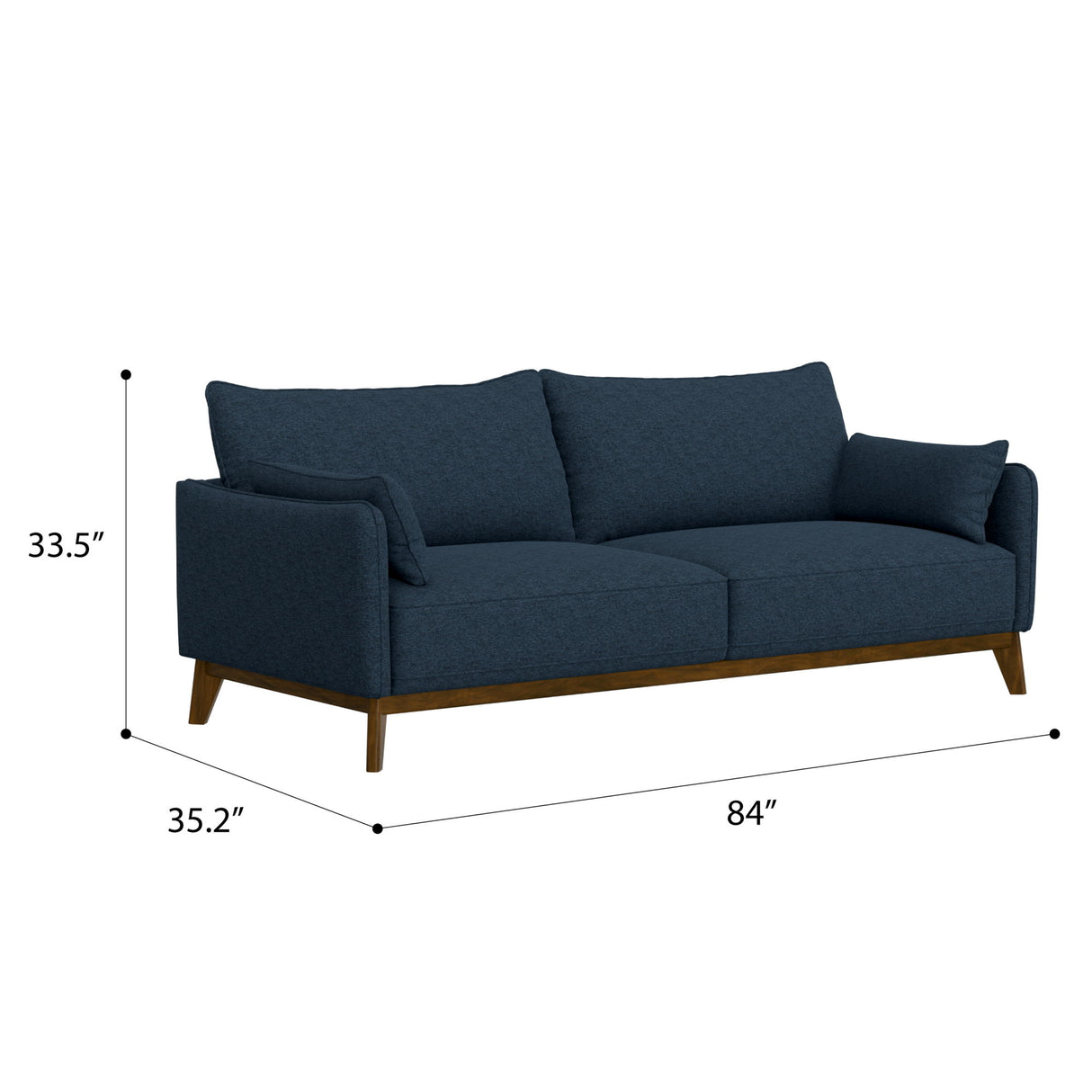 Sofa Wide With Attached Legs - Blue