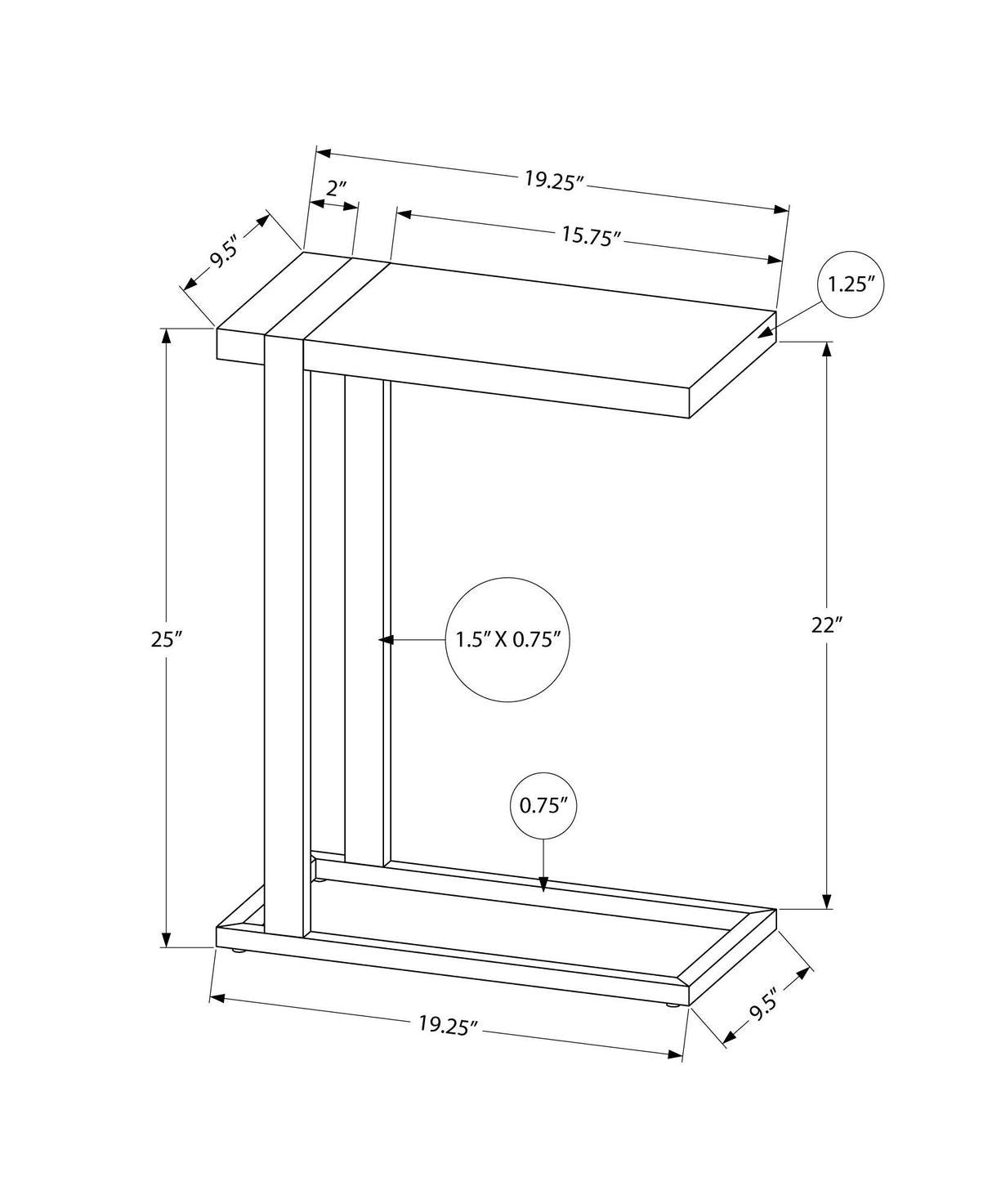 Accent Table, C - Shaped, Contemporary & Modern Stylish Design