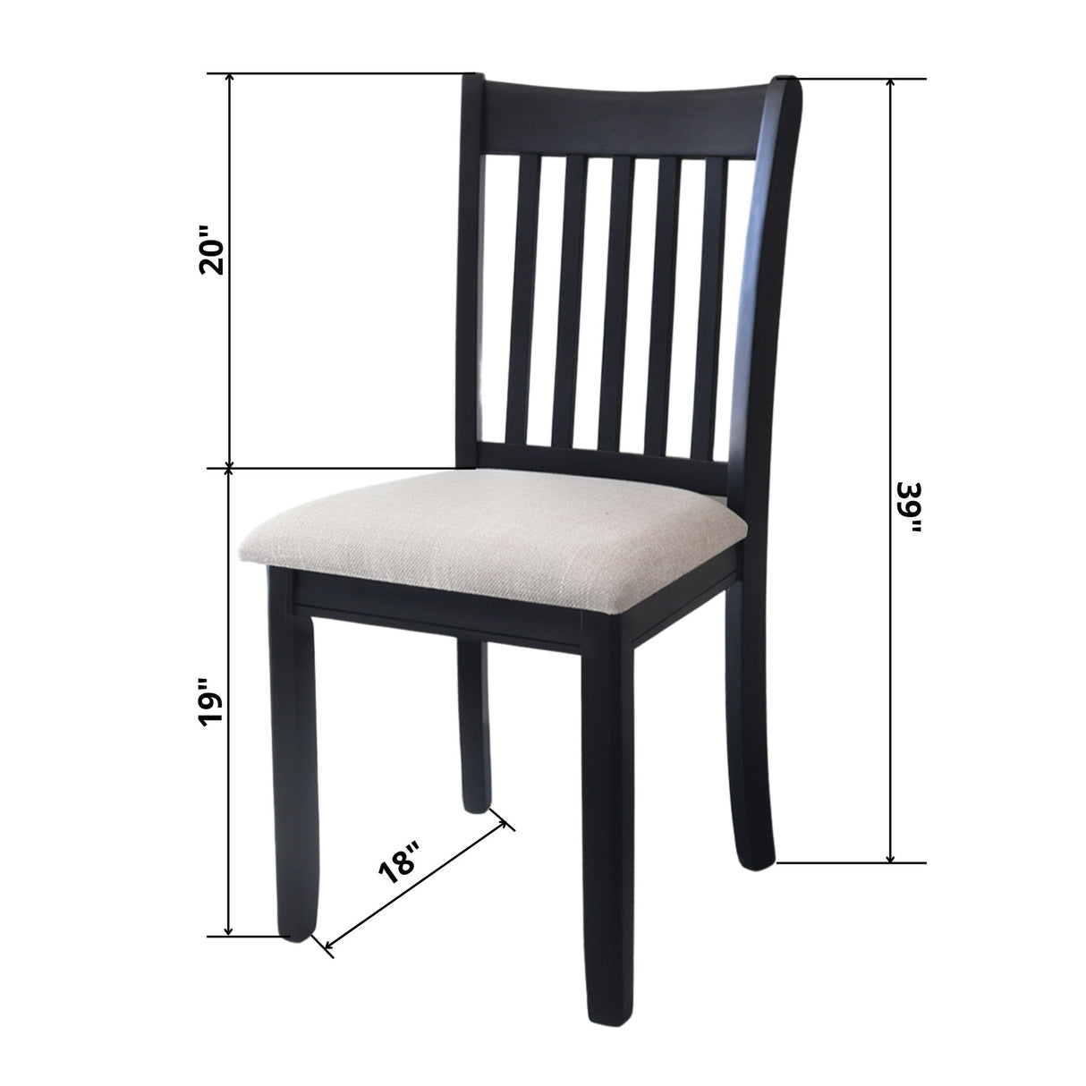 Modern Dining Chair, Wooden Back, Cushion Seats (Set of 2)