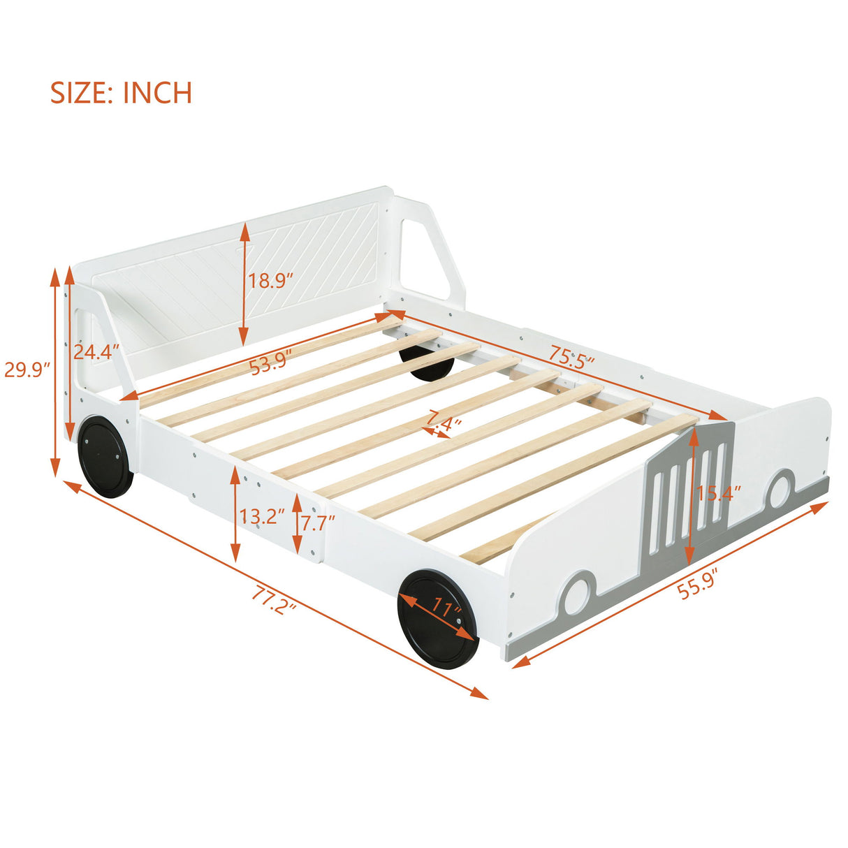 Car Shaped Platform Bed With Wheels