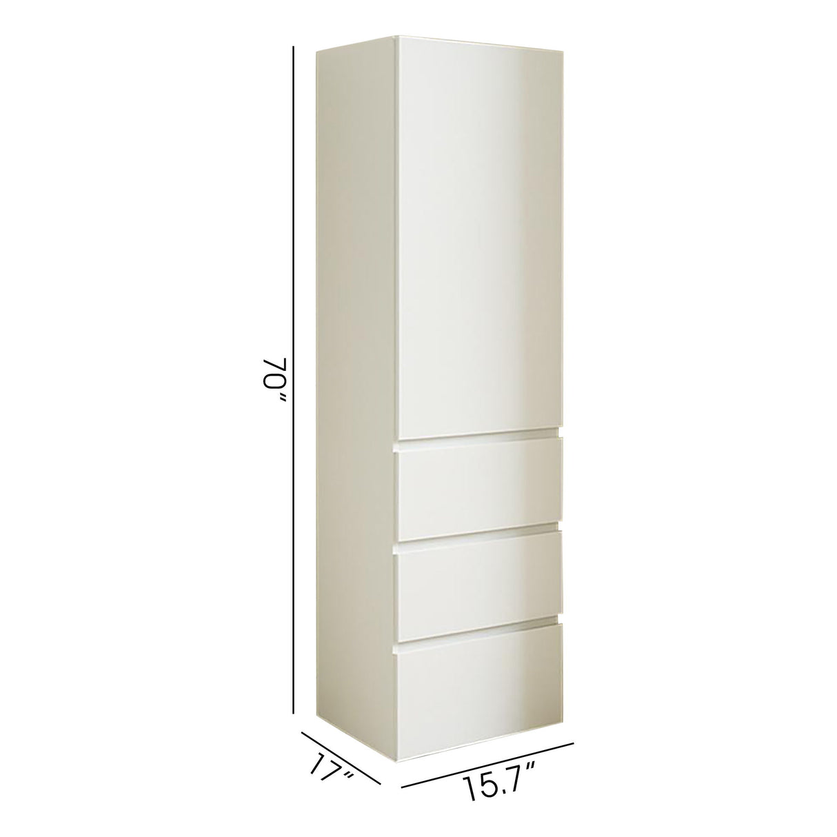 Elise - Slim Modular Wood Closet Cabinet With Drawers In Durable Melamine And Wood 71" Height - White