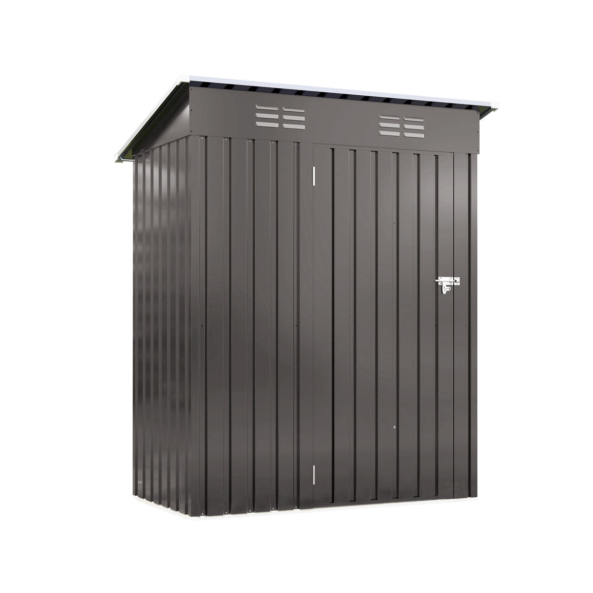 5 X 3 Ft Durable Metal Shed Outdoor Storage Shed With Pitched Roof And Lockable Door - Gray