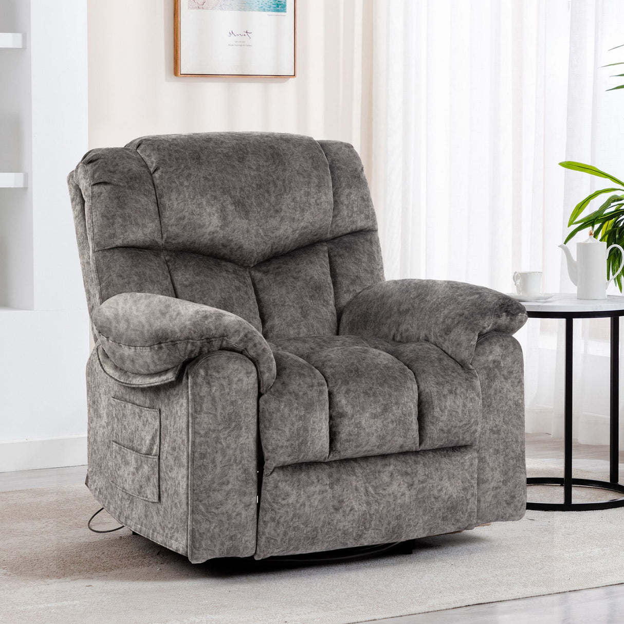 Swivel And Rocking Recliner Chair With Massage And Heating
