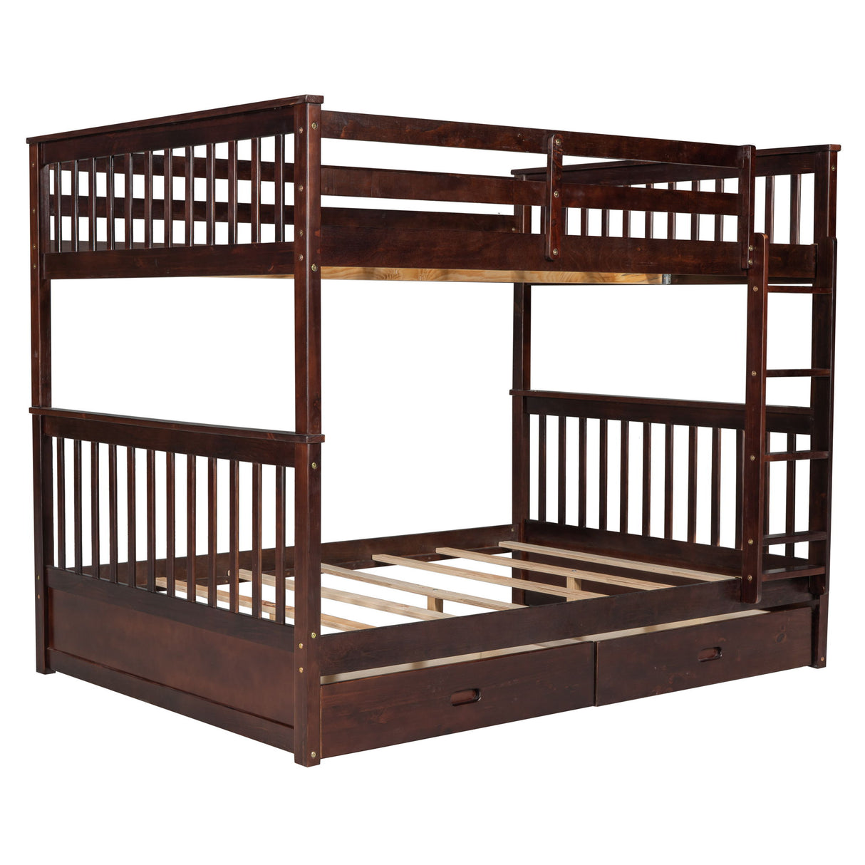Bunk Bed With Ladders And 2 Storage Drawers