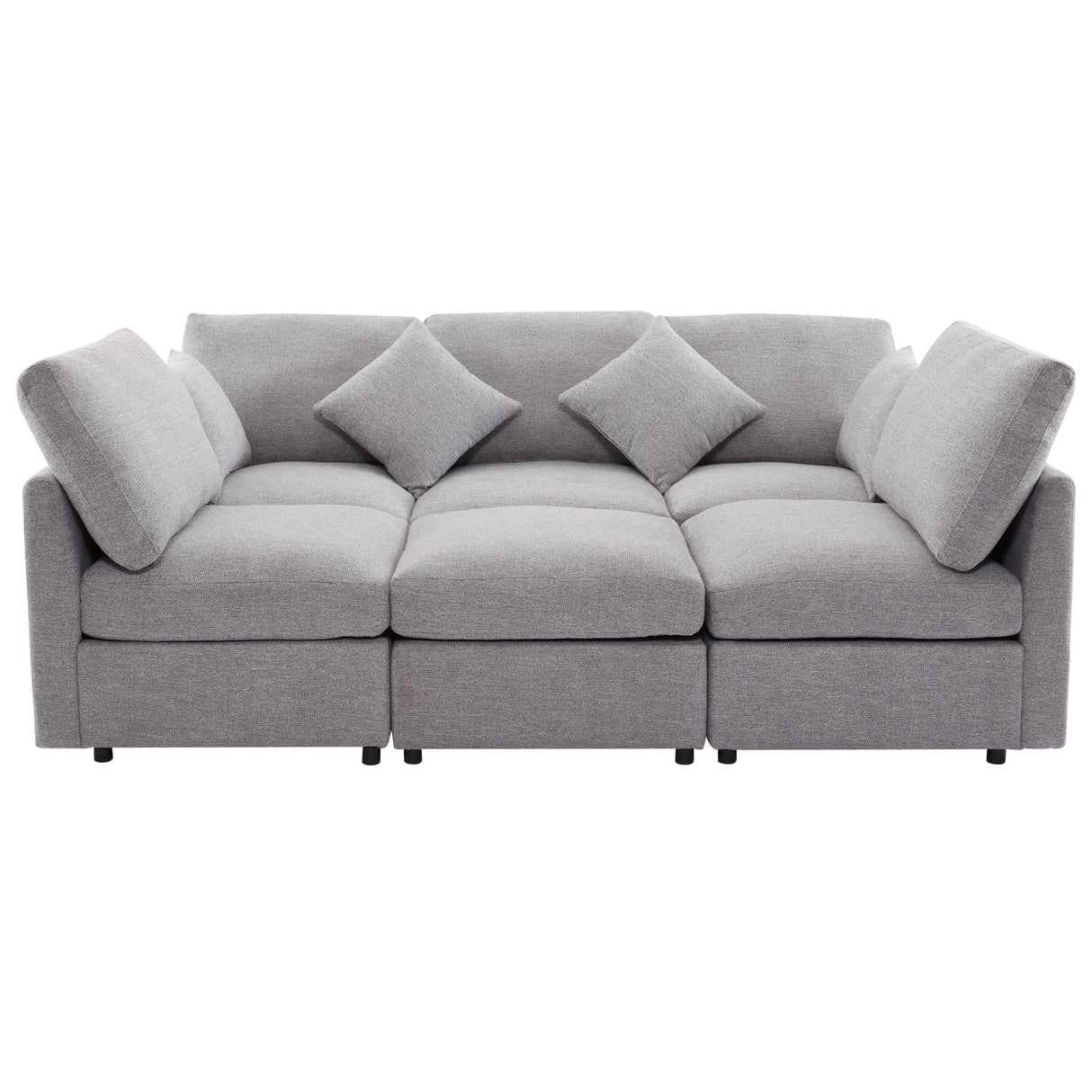 Sectional Sofa Modular U-Shaped With Ottoman & USB Ports