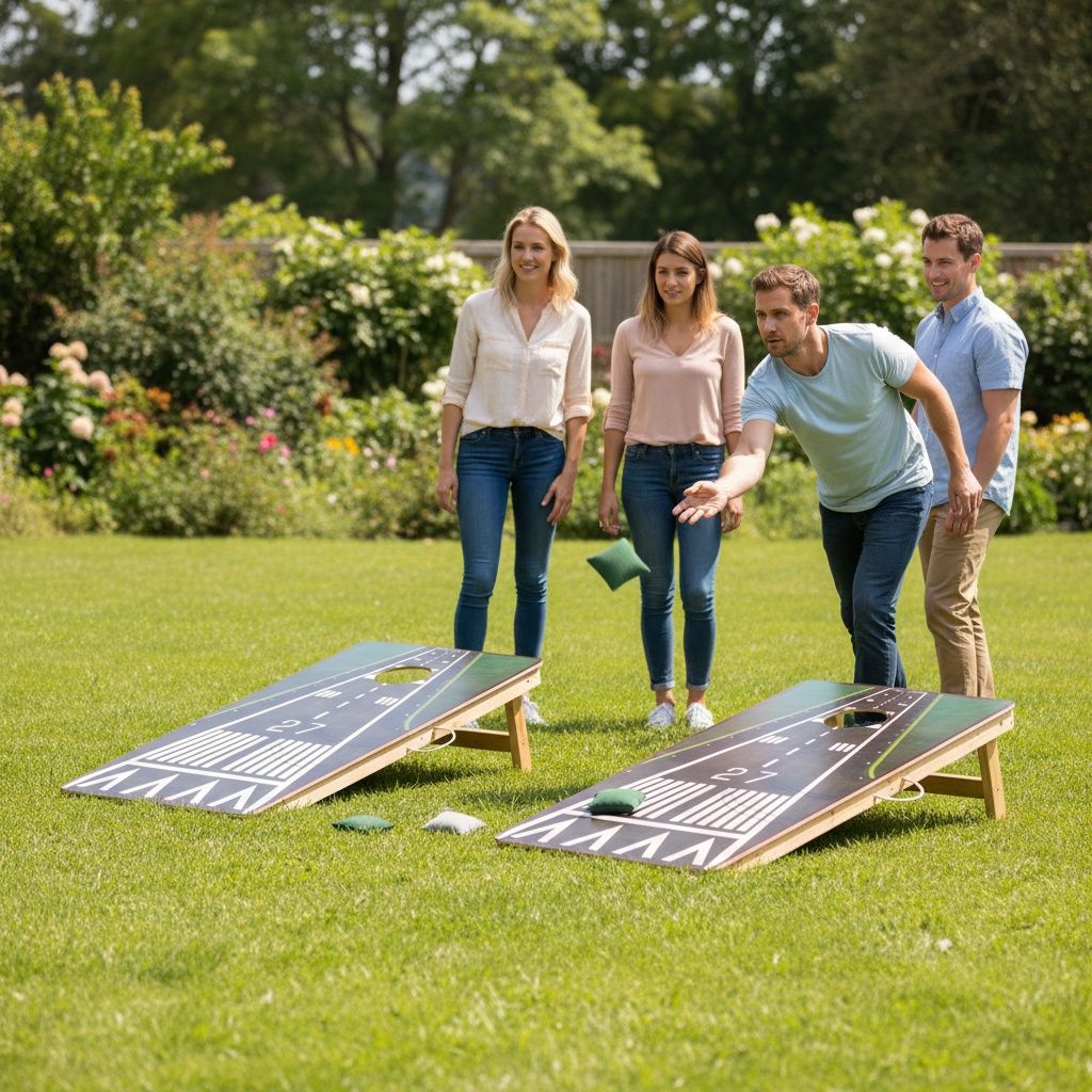 4X2 Ft Large Size Cornhole Board (Set of 2), Outdoor Game Board Set With 8 Bean Bags, Perfect For Lawn, Backyard, Beach, Park - White / Green