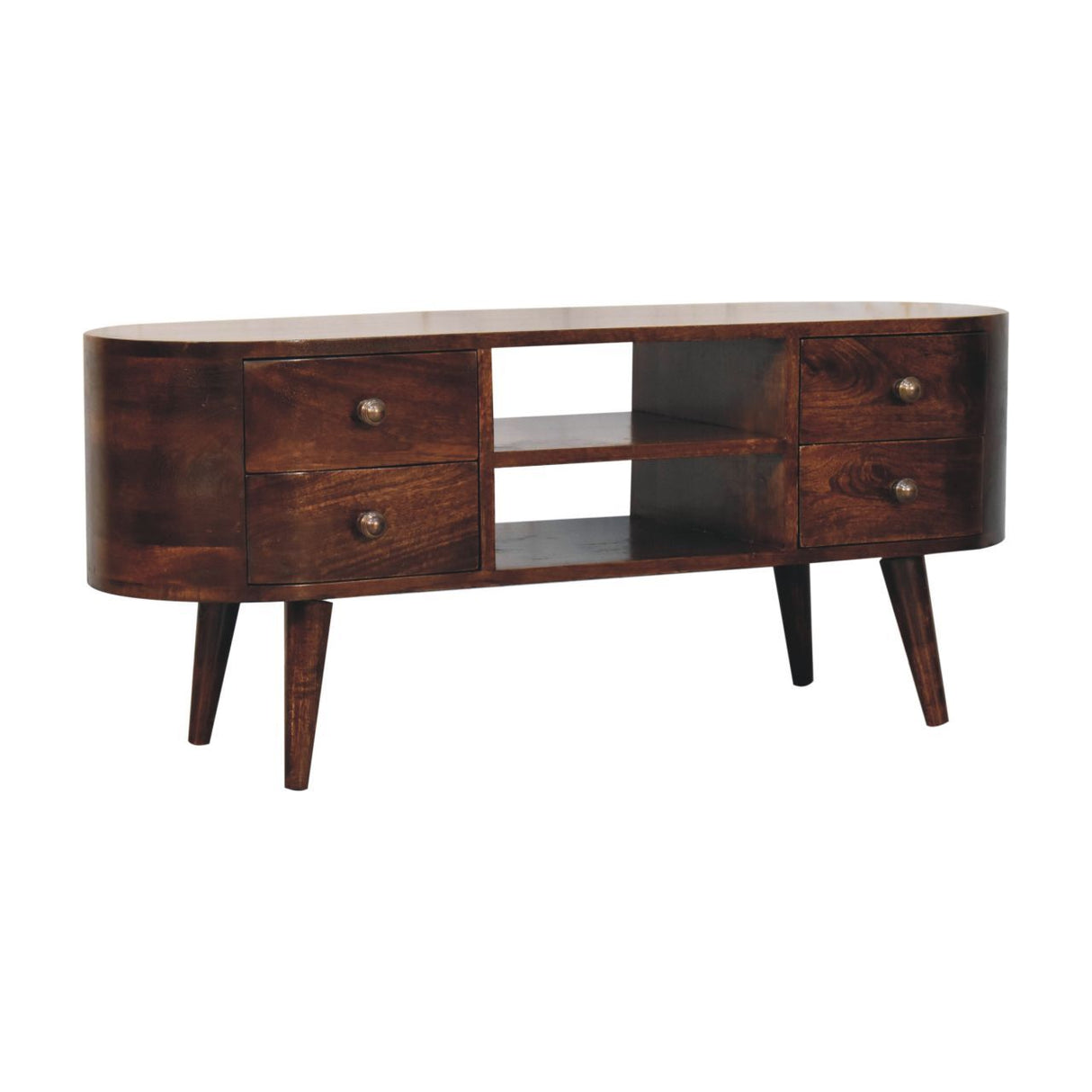 Solid Wood Rounded Entertainment Unit