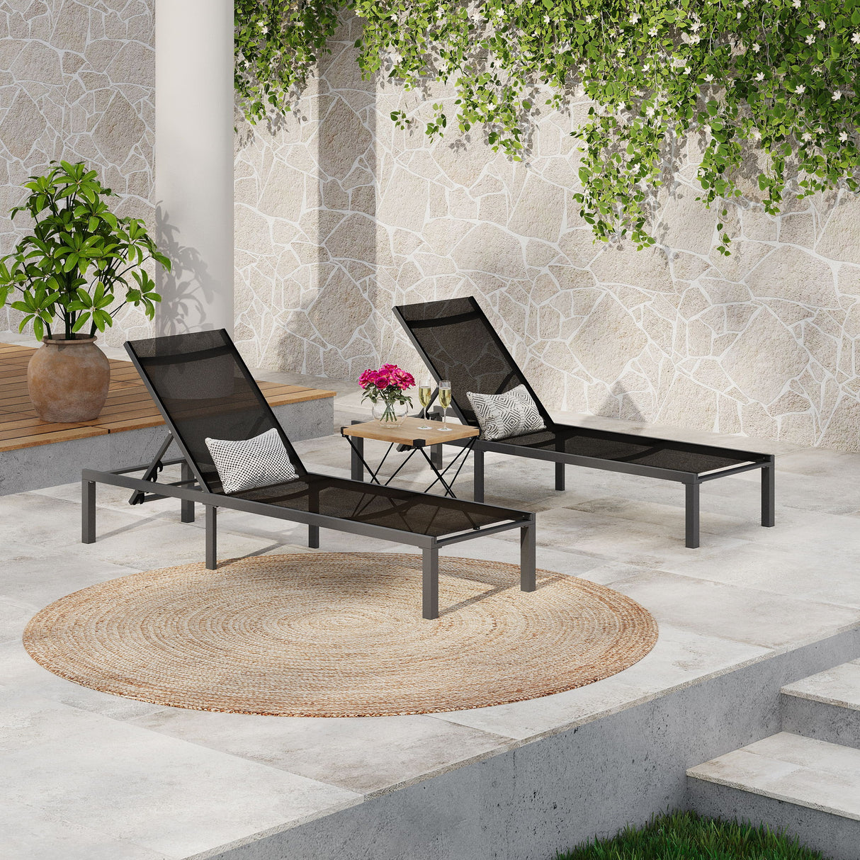 Westport - Outdoor Chaise Lounge (Set of 2) - Black