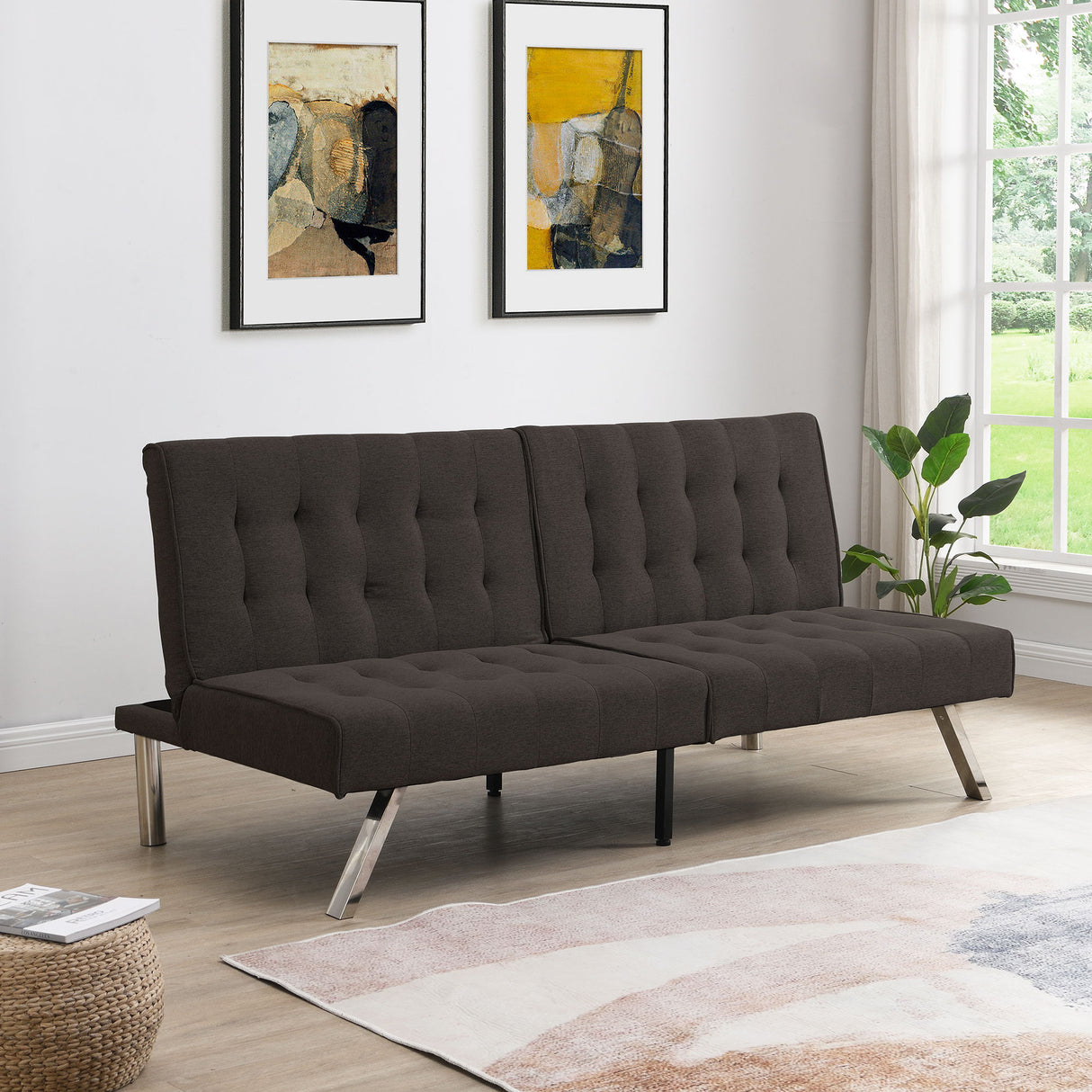 Modern Sofa Bed With Wood Frame And Stainless Legs