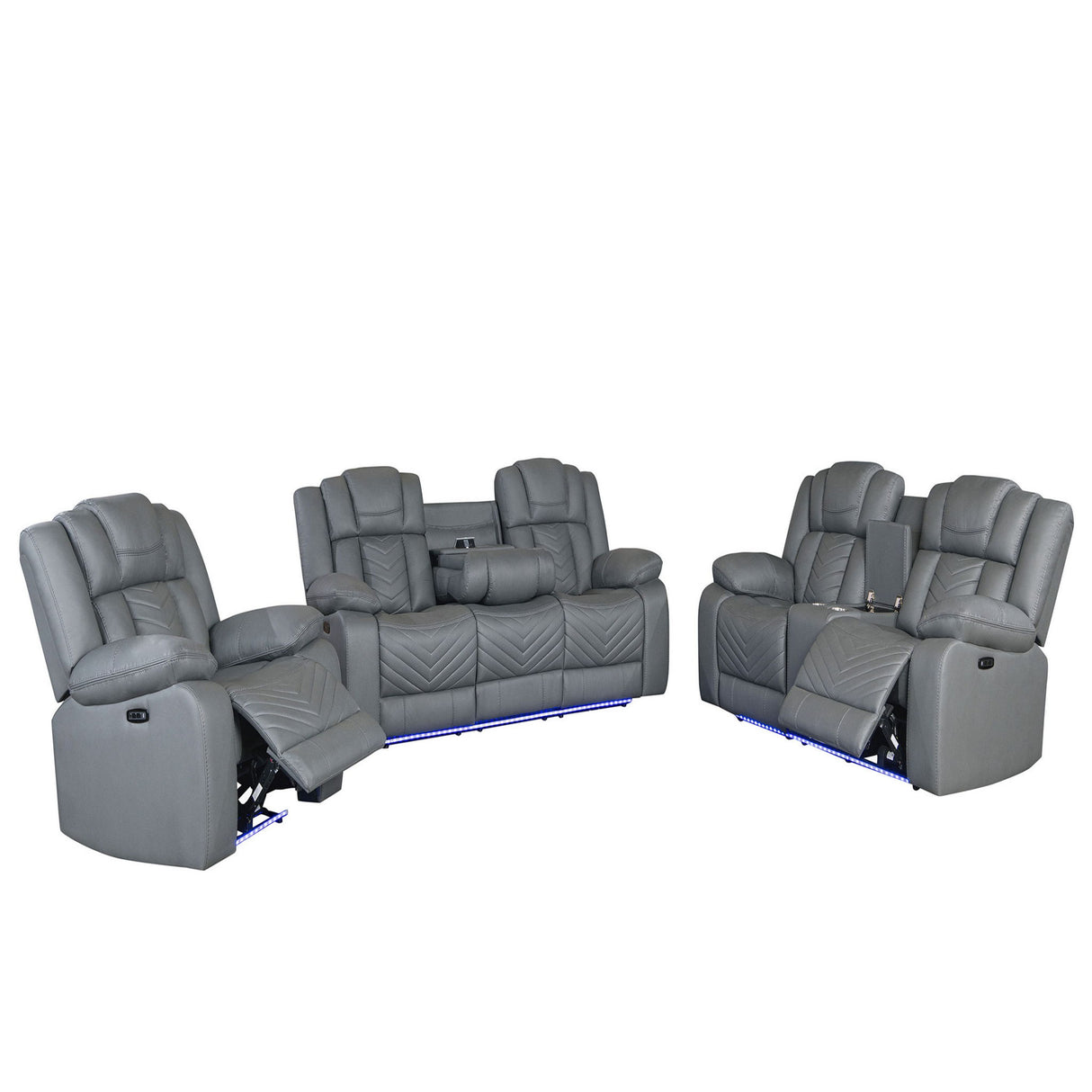 Raize - Power Living Room Set With Storage Console And Cup Holders