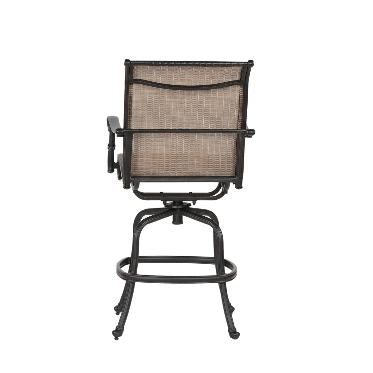 Outdoor Sling Counter Stool (Set of 2) With Aluminum Frame, All Weather - Dark Brown