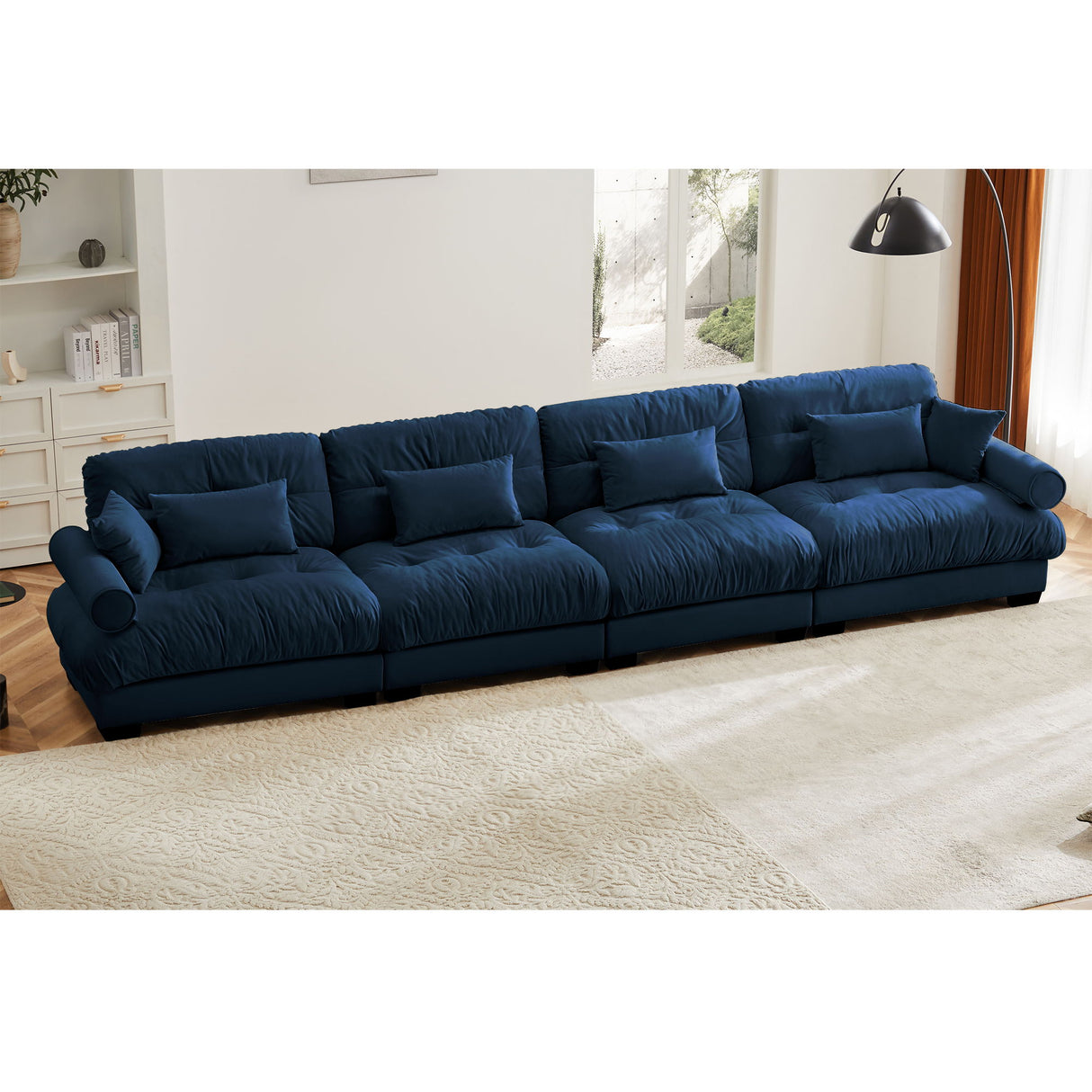Super Comfort Oversized Modular Velvet Sectional Sofa, Deep Seat Convertible L Shaped Couch
