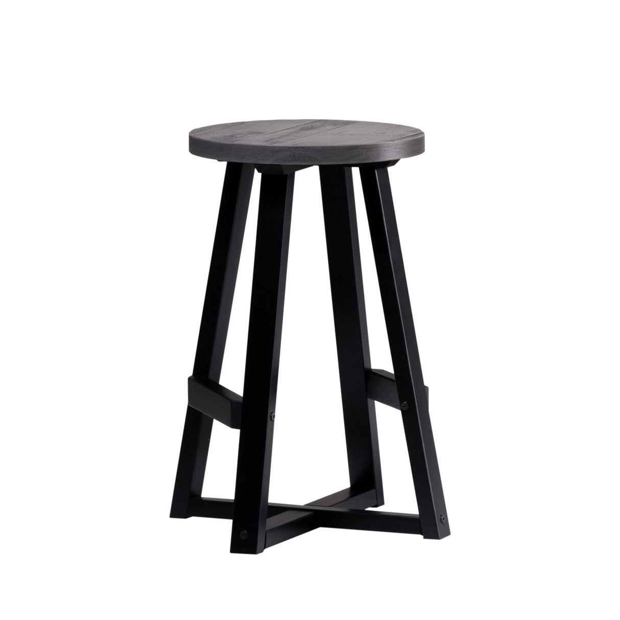 Rustic Distressed Round Dining Stool