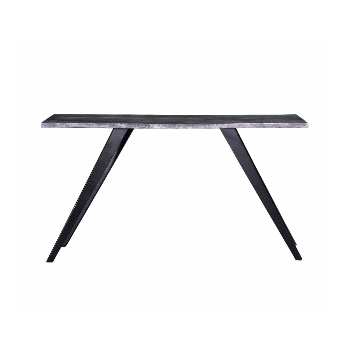 Acacia Wood And Metal Console Table, Live Edge, Angled Legs, Modern Living Room Furniture - Gray / Black