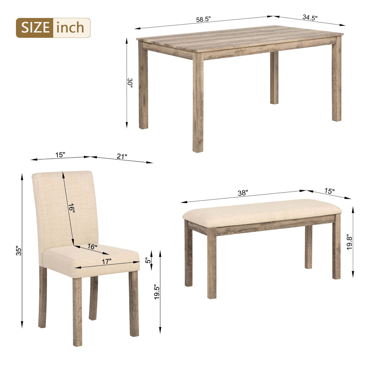 Modern Dining Table Set With Upholstered Chairs For Dining Room