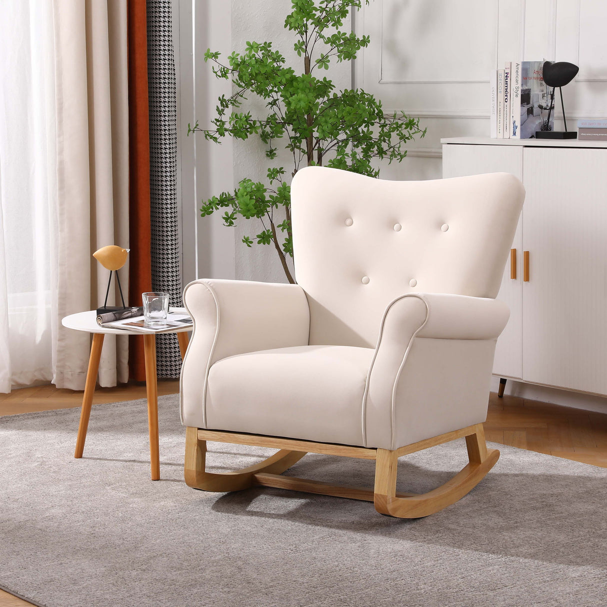 Modern Rocking Chair, Upholstered Accent Chair For Nursery, Small Contemporary Rocke