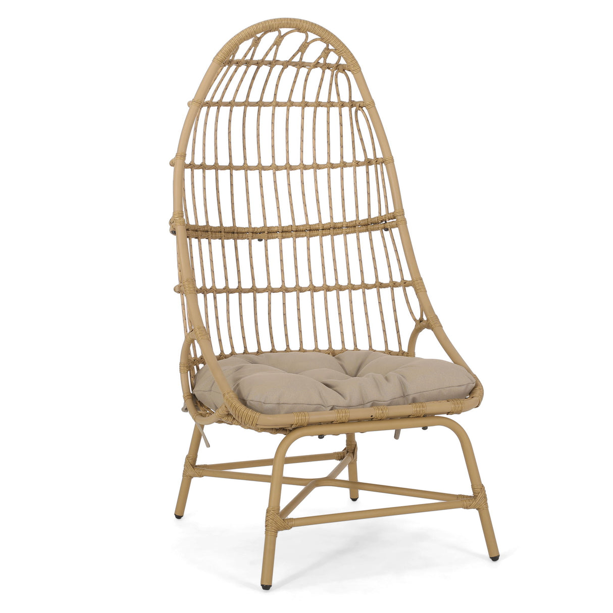 Outdoor Accent Chair With Basket Shape - Light Brown