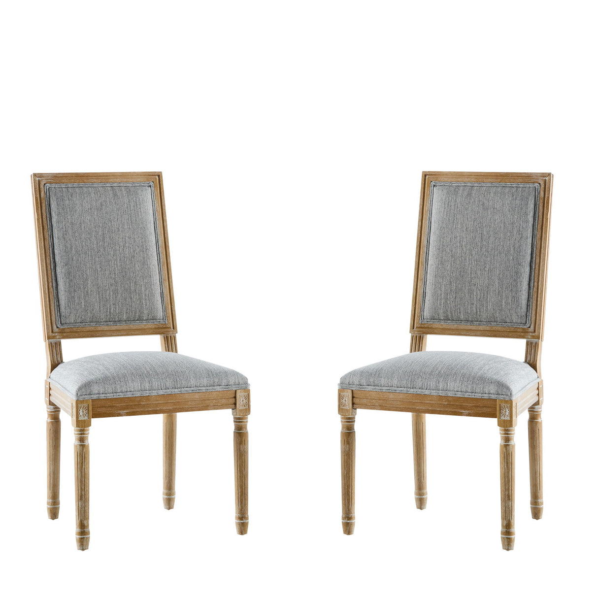French Country Style Dining Chair With Upholstered Seating And Fluted Legs