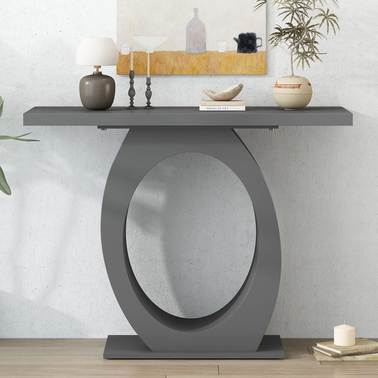 Console Table With Oval Base And Reinforced Bottom Plate