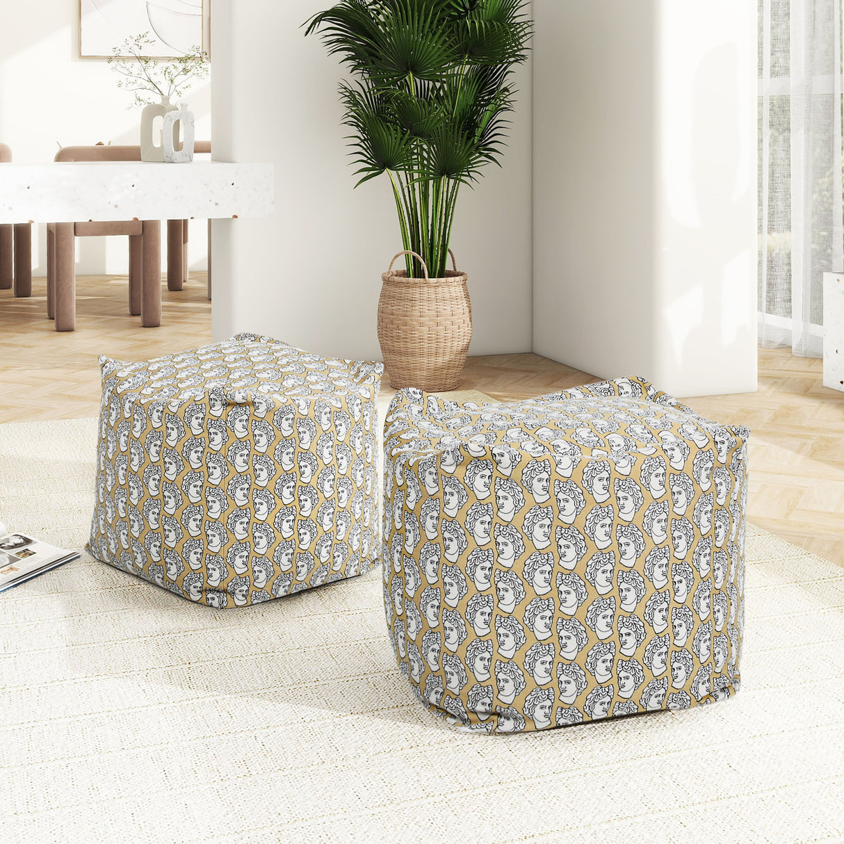 Pouf Luxury Oversized Bean Bag Cube Ottoman