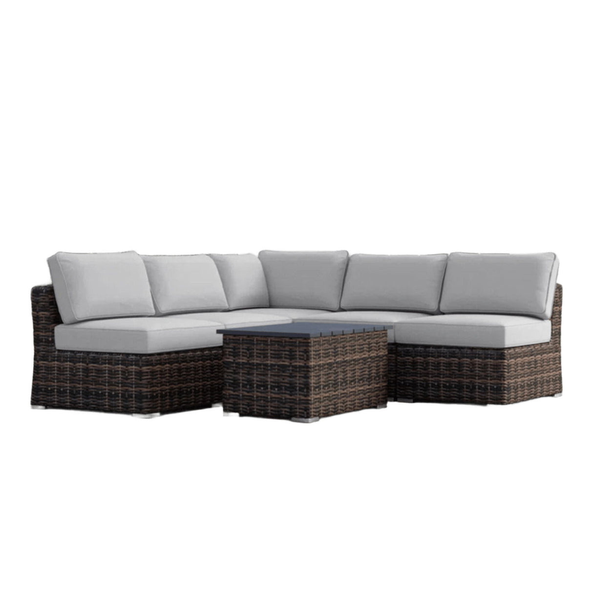 Wicker Sectional Sofa With Cushions And Table