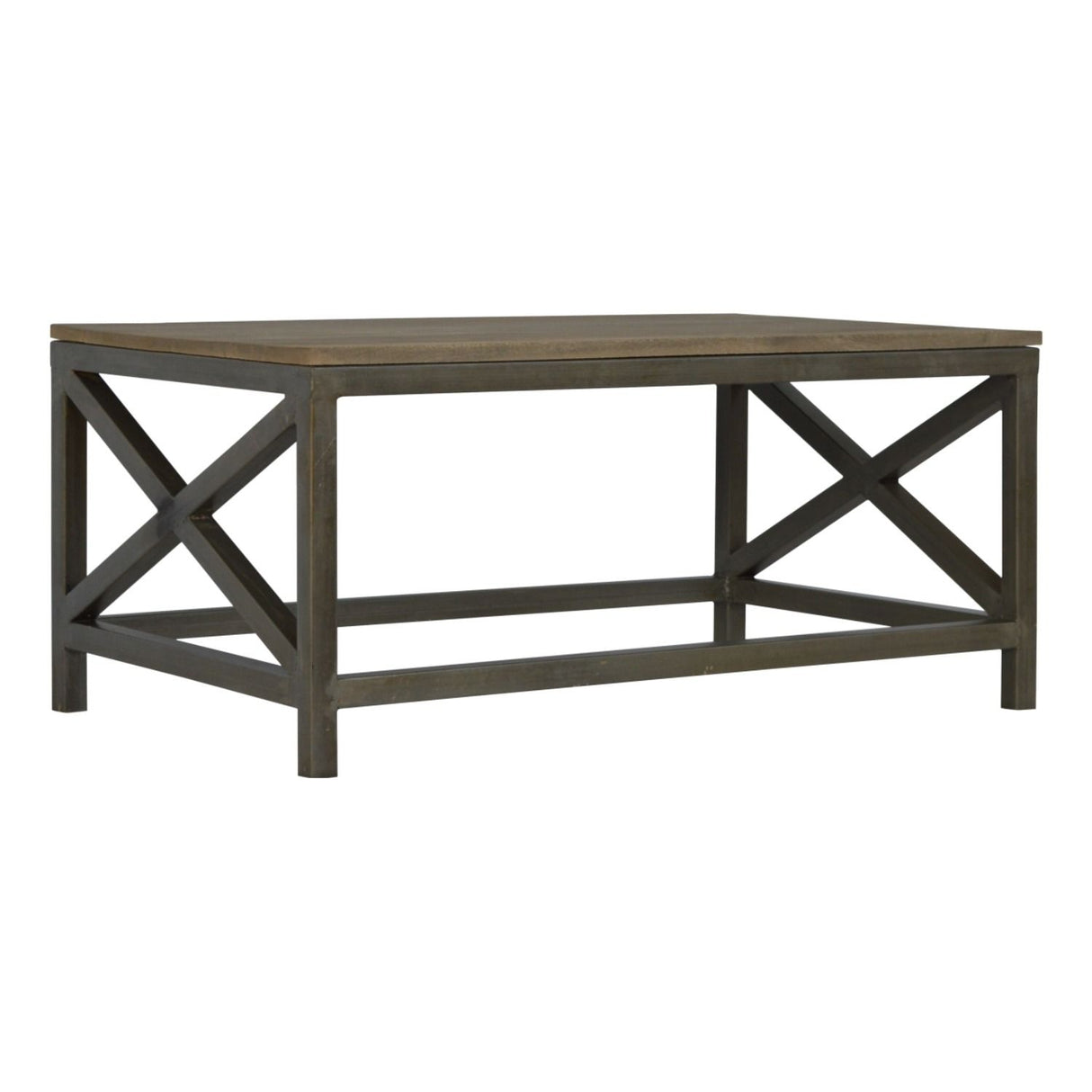 Industrial Cross Metal Coffee Table - Pewter