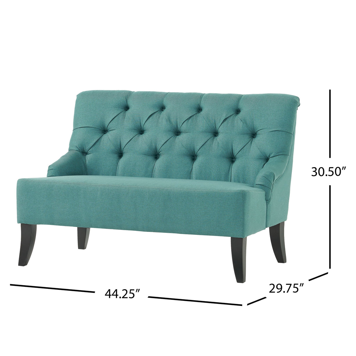 Nicole - French Style Upholstered Loveseat With Tufted Backrest - Teal