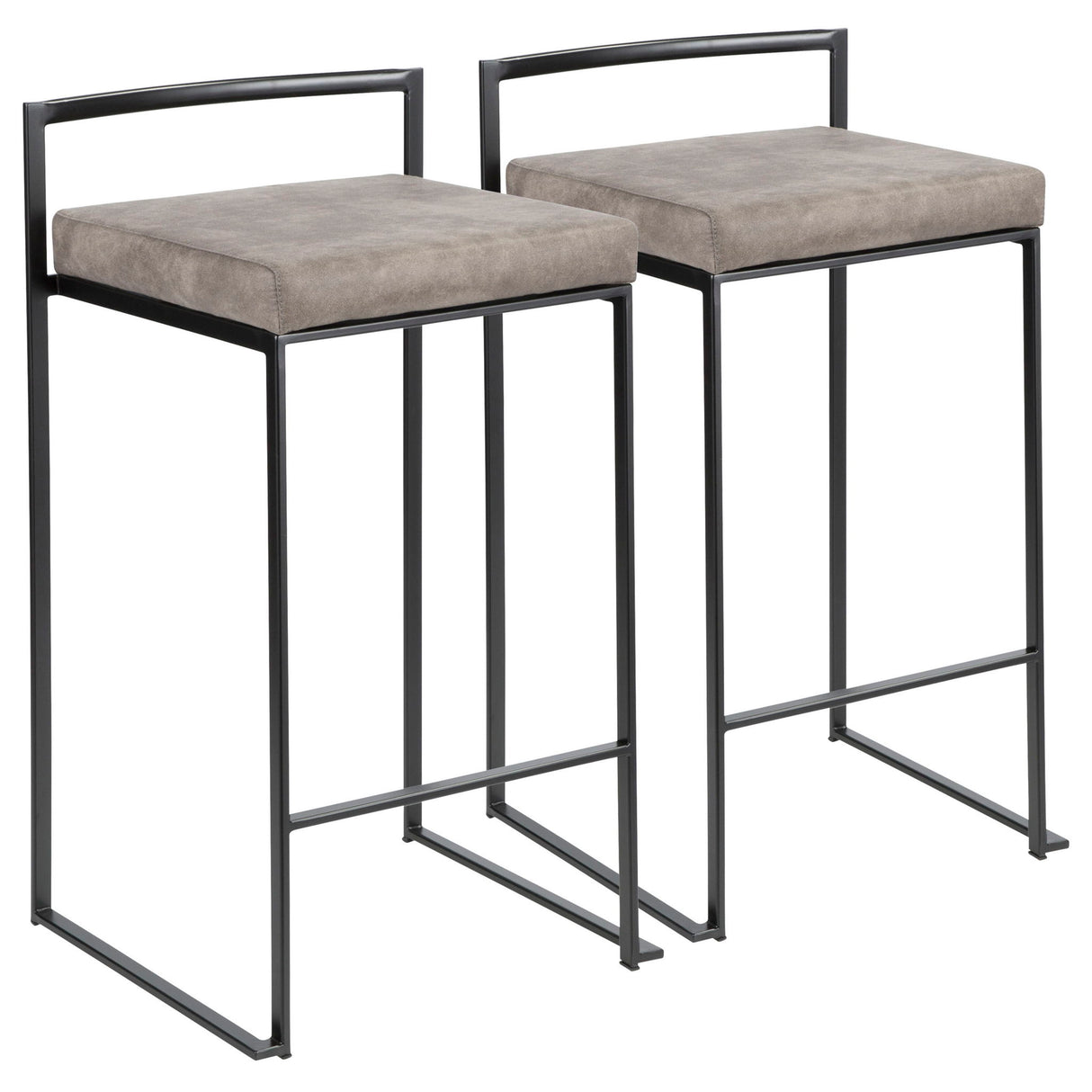 Fuji - Contemporary Stackable Counter Stool (Set of 2) - Black / Stone