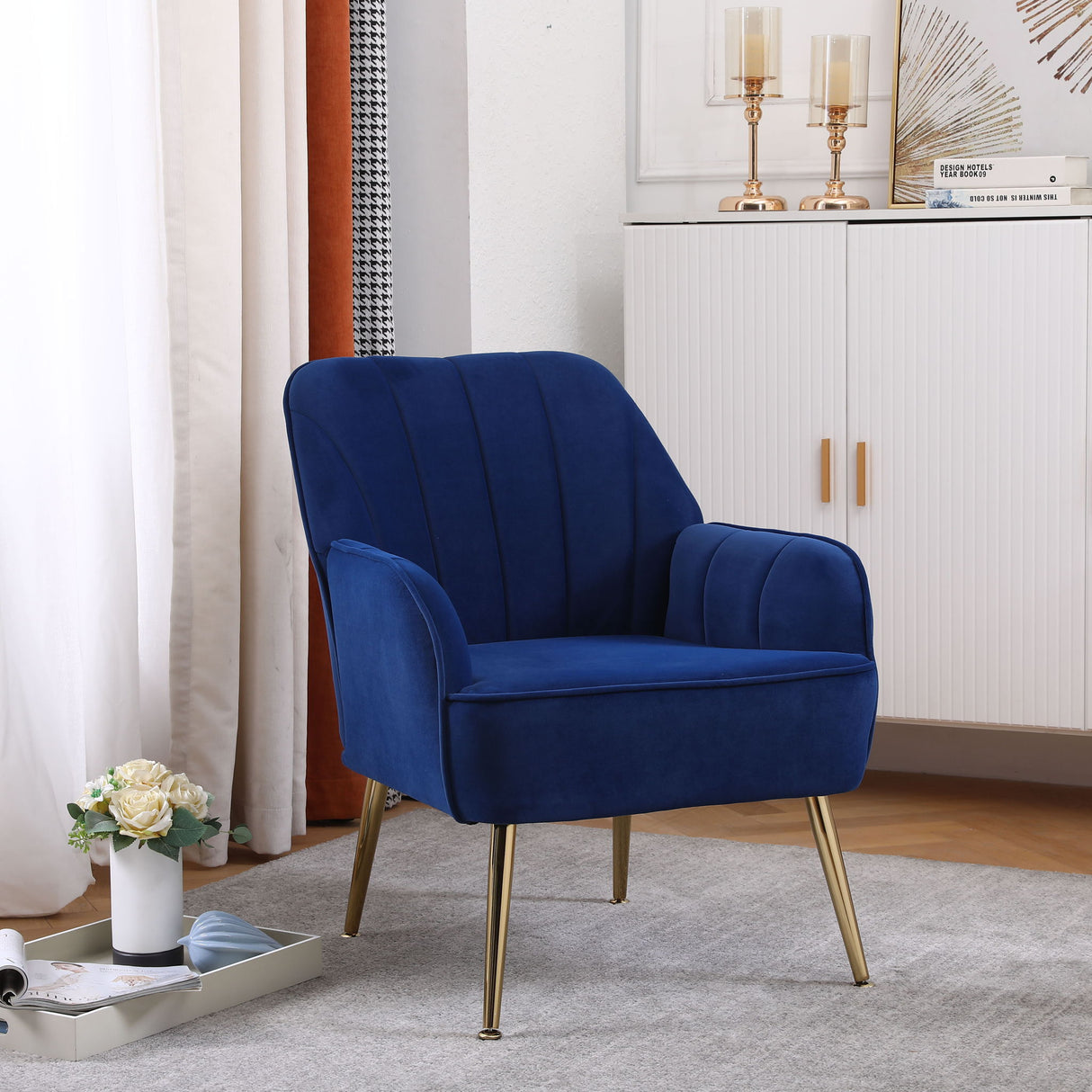 Modern Mid-Century Chair Tufted Sherpa Armchair For Living Room Bedroom Office
