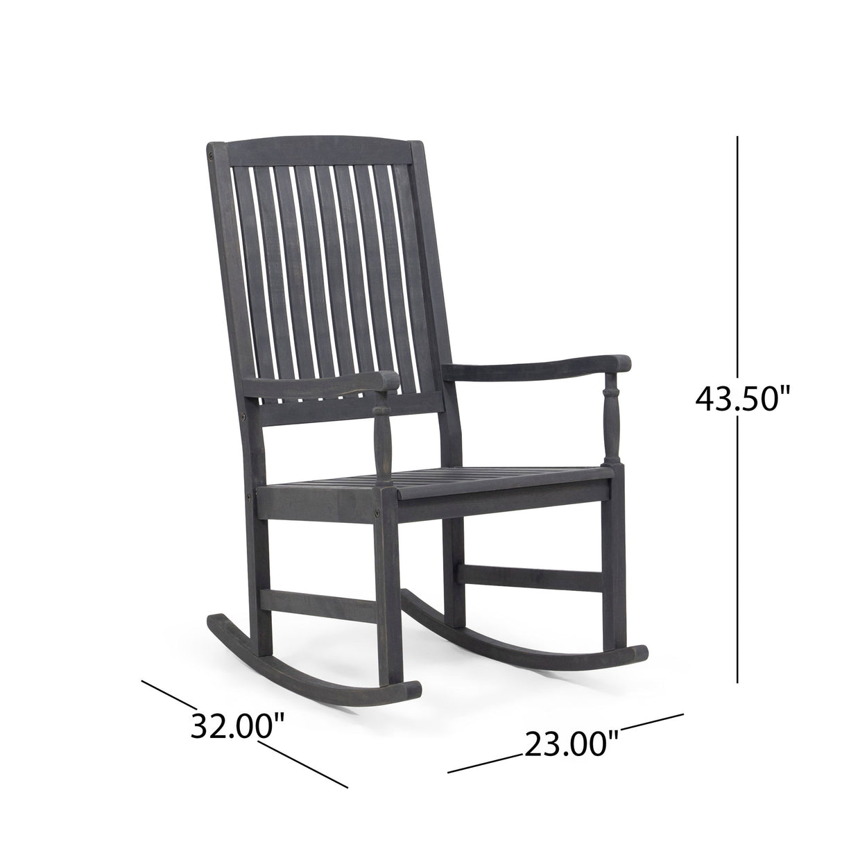 Muse - Outdoor Acacia Rocking Chair With Slat Design - Teak