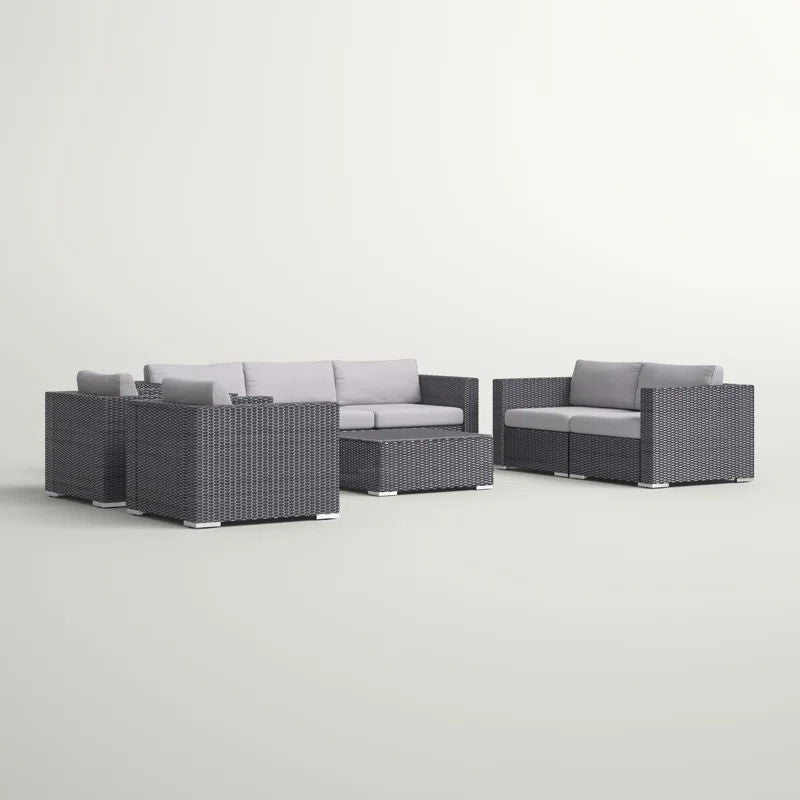 7 Person Outdoor Seating Group With Cushions - Gray / Silver
