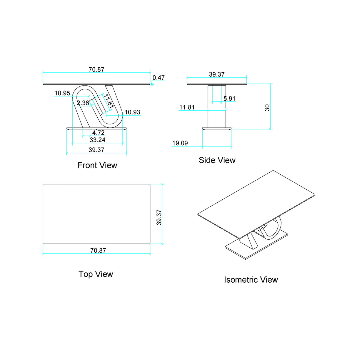 Anne - Dining Table - White / Gray