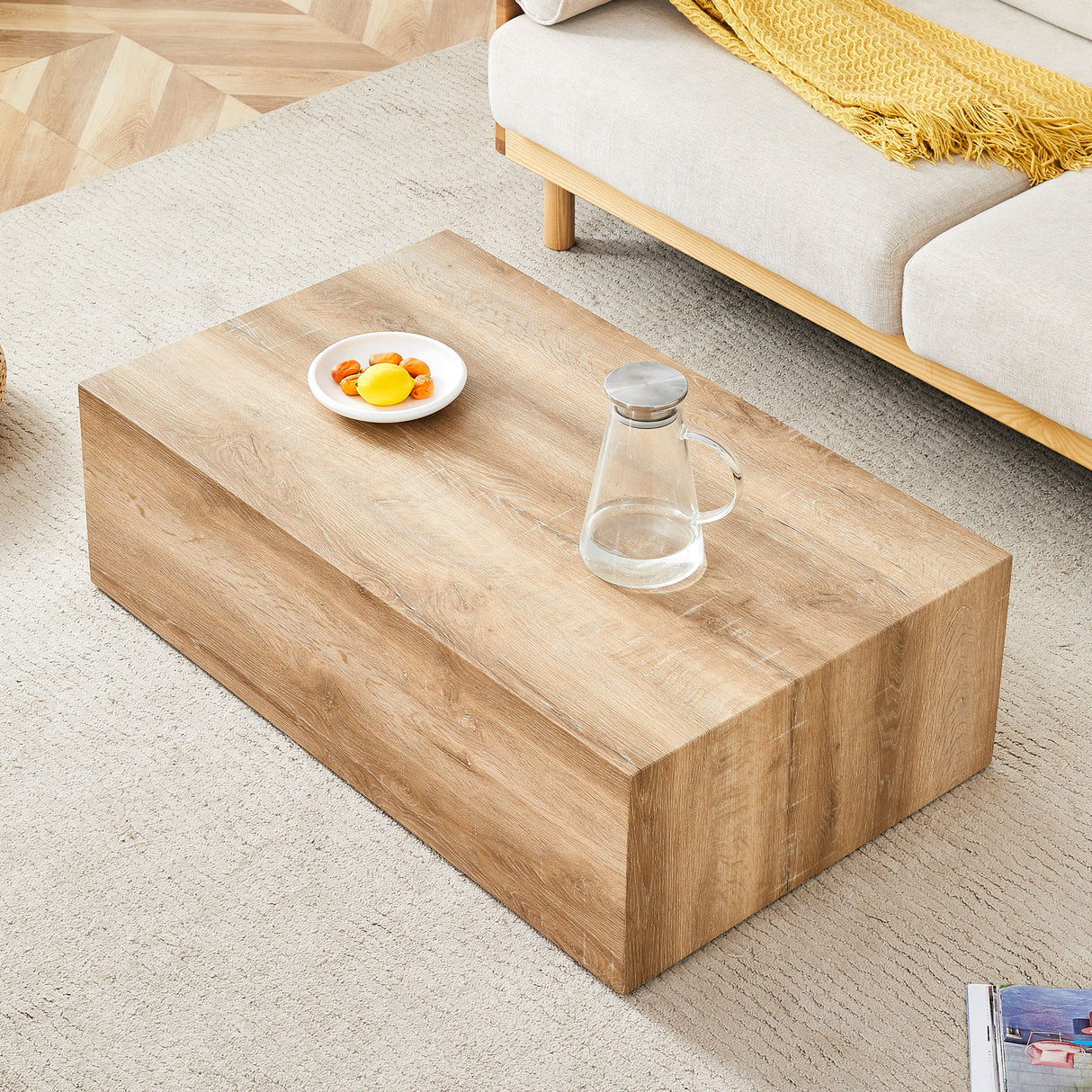 Modern Coffee Table With Smooth Light Wood Texture Patterns Material - Natural Wood