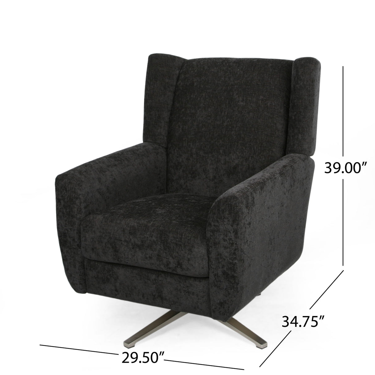 Contemporary Swivel Chair With Wingback Design - Black